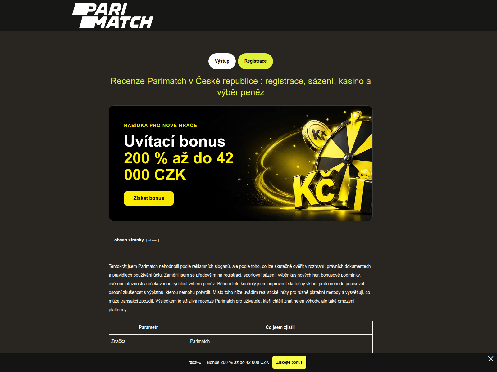 Screenshot of parimatch-ua.cz