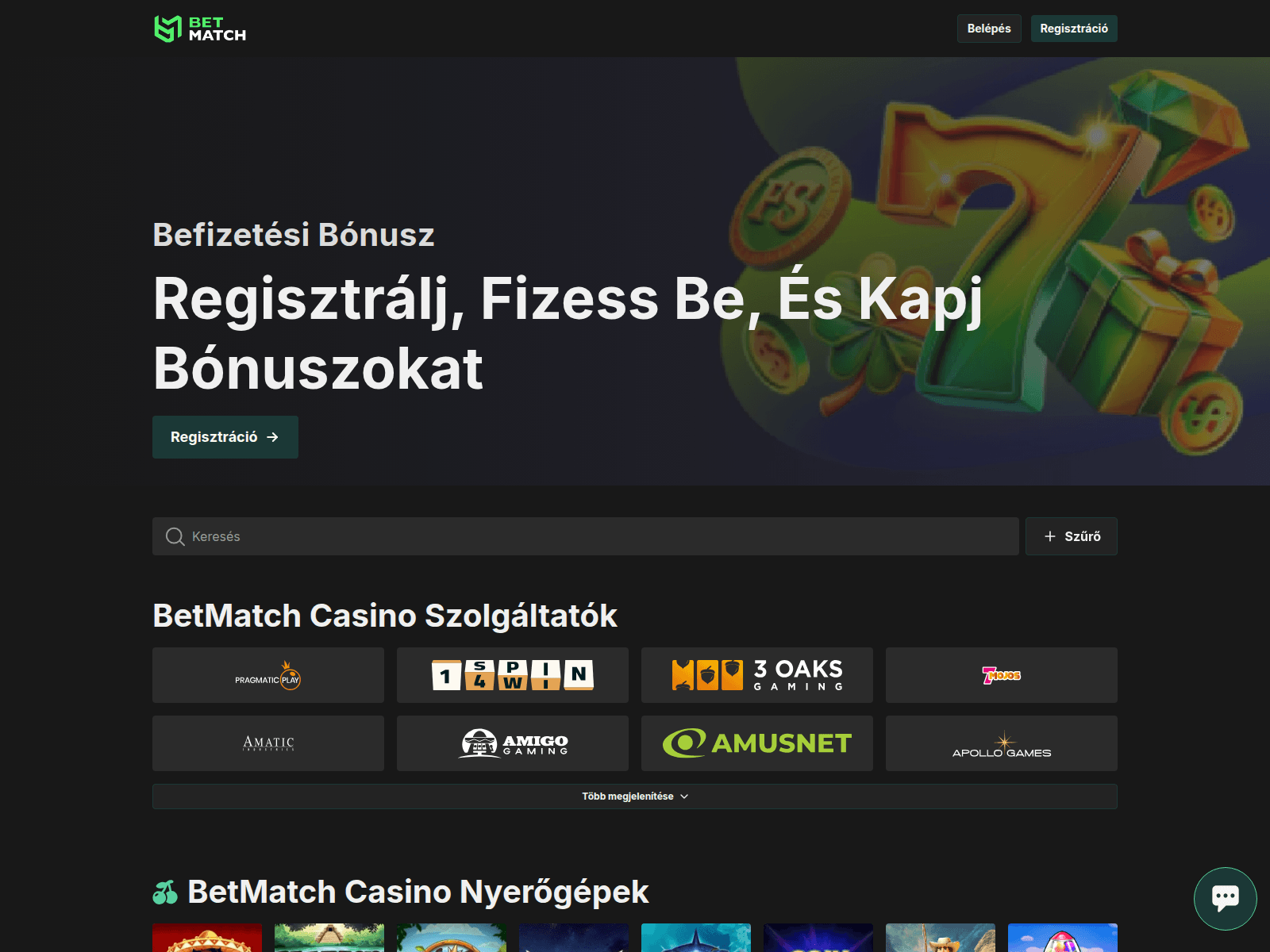 Screenshot of betmatchcasino.hu