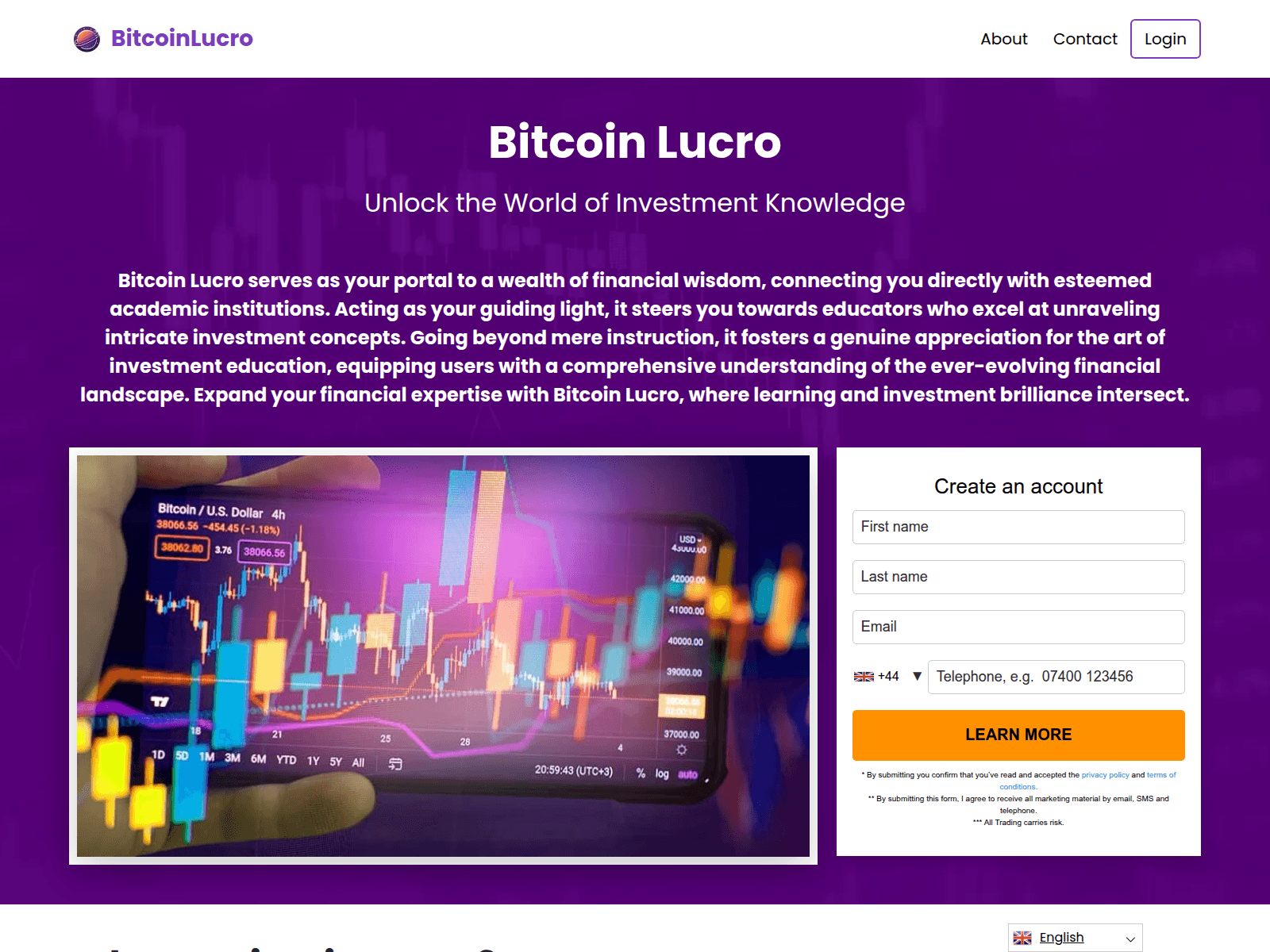 Screenshot von bitcoinlucro.io
