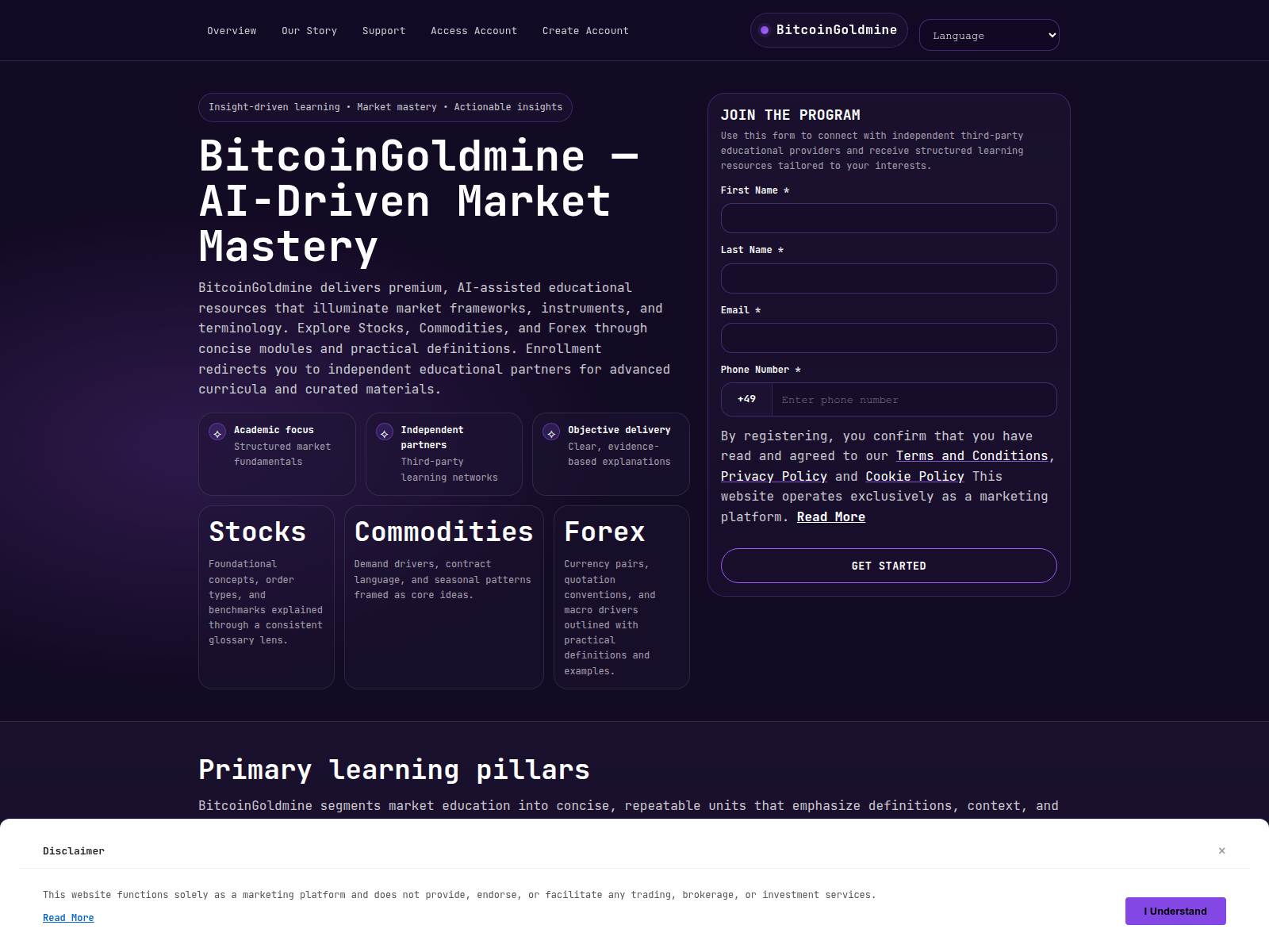 Screenshot of bitcoingoldmine.digital