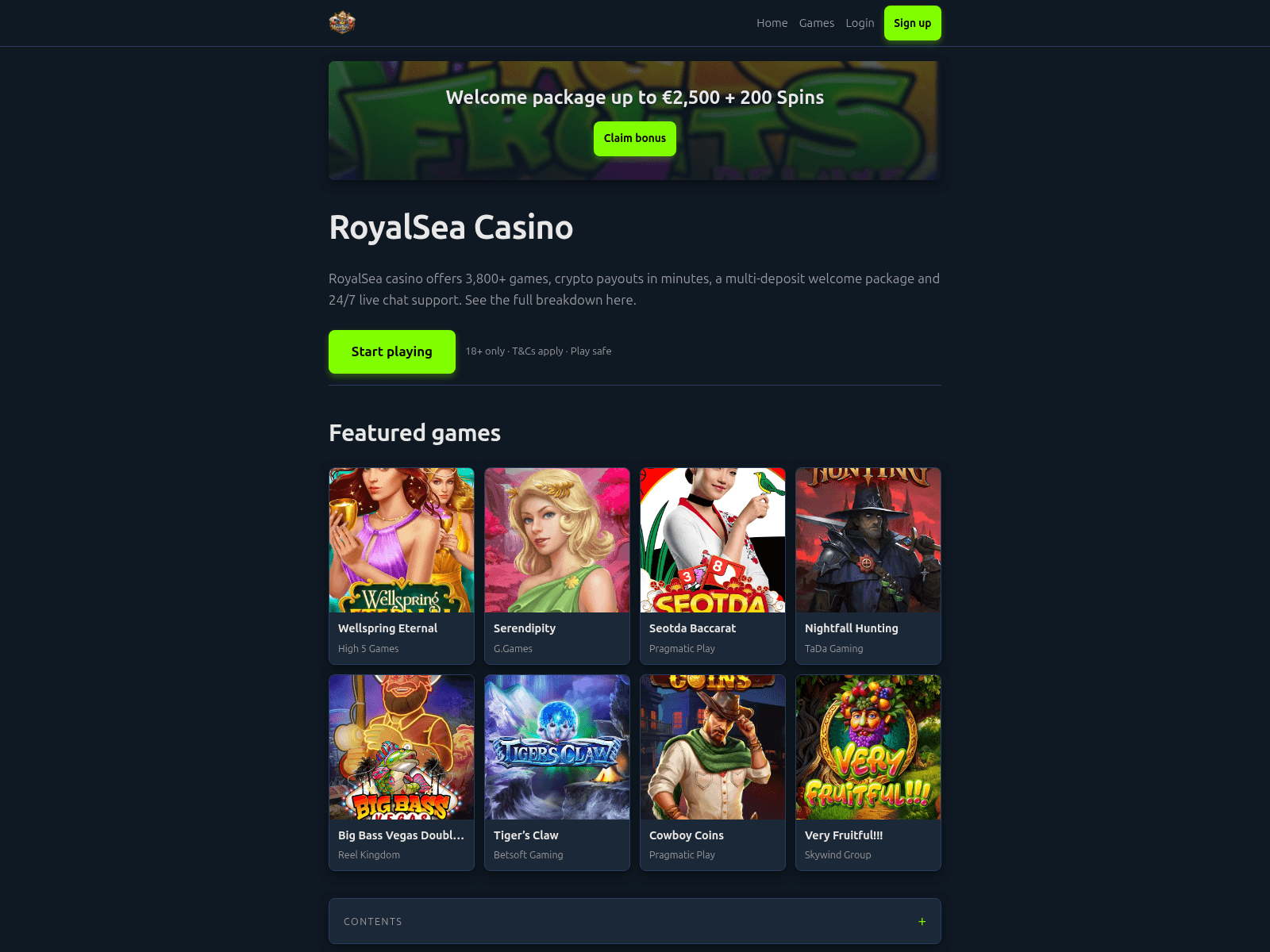 Screenshot of royalsea7.com