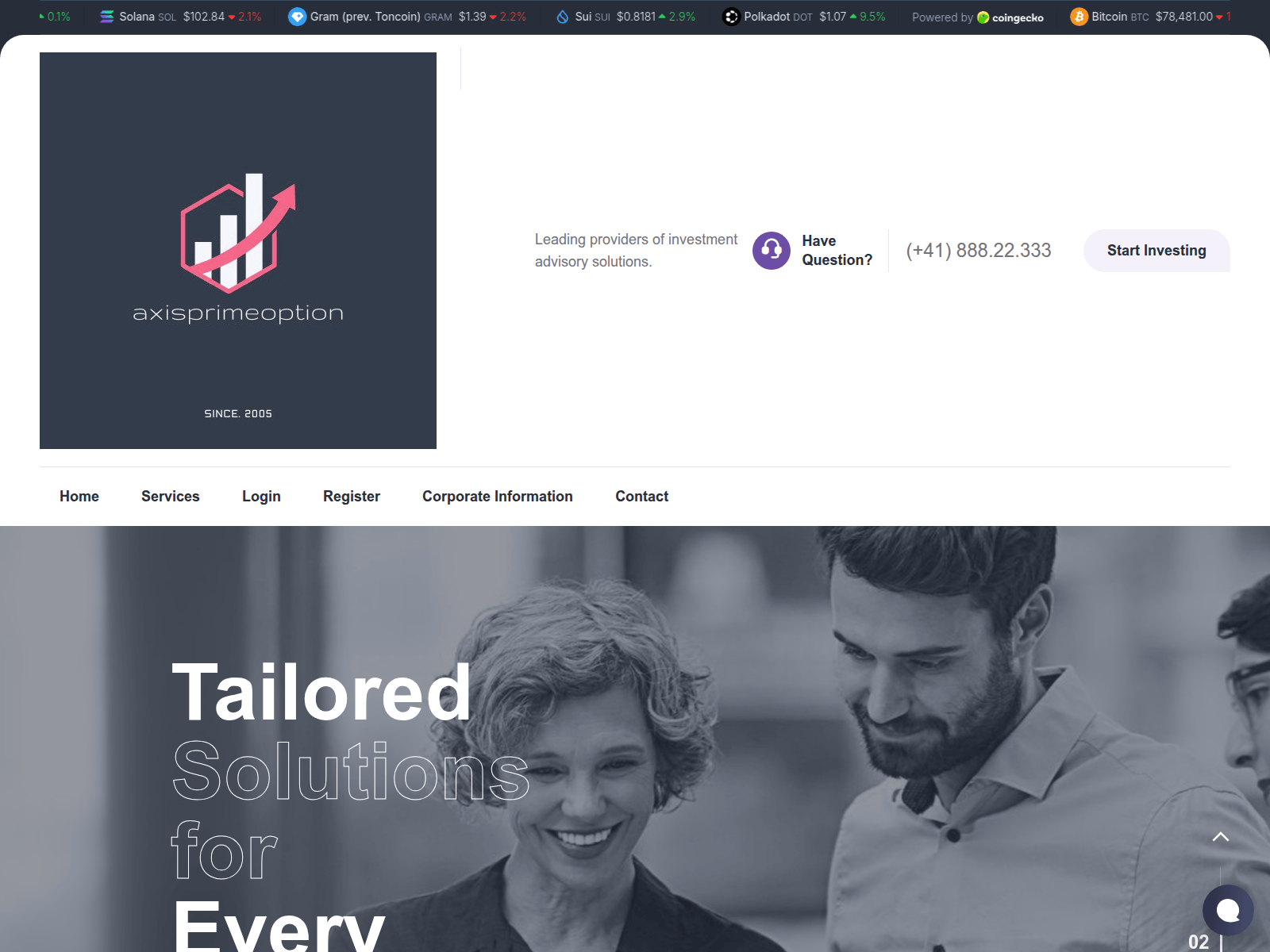 Screenshot of axisprimeoption.com