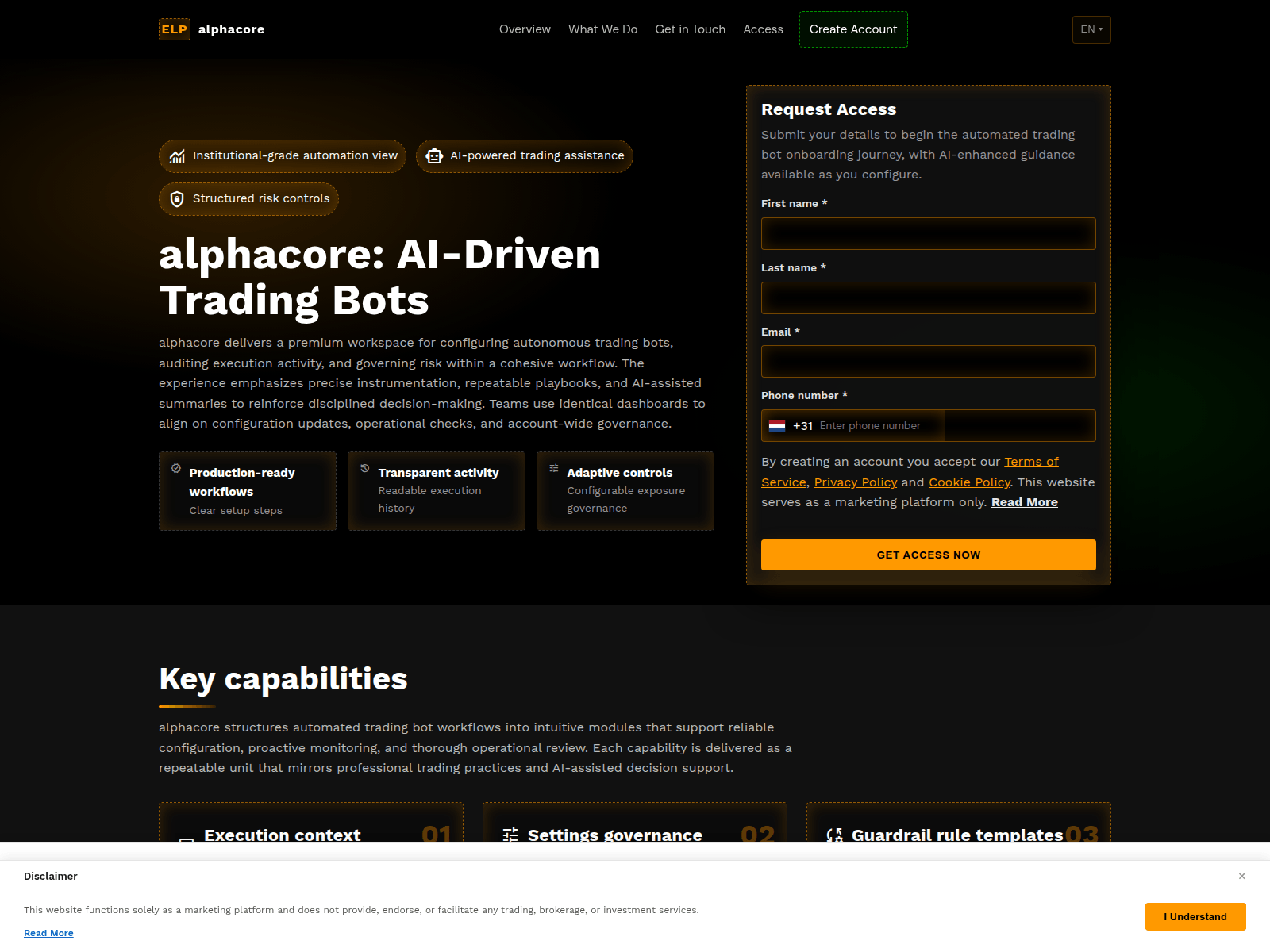 Screenshot di alphacore-tech.com