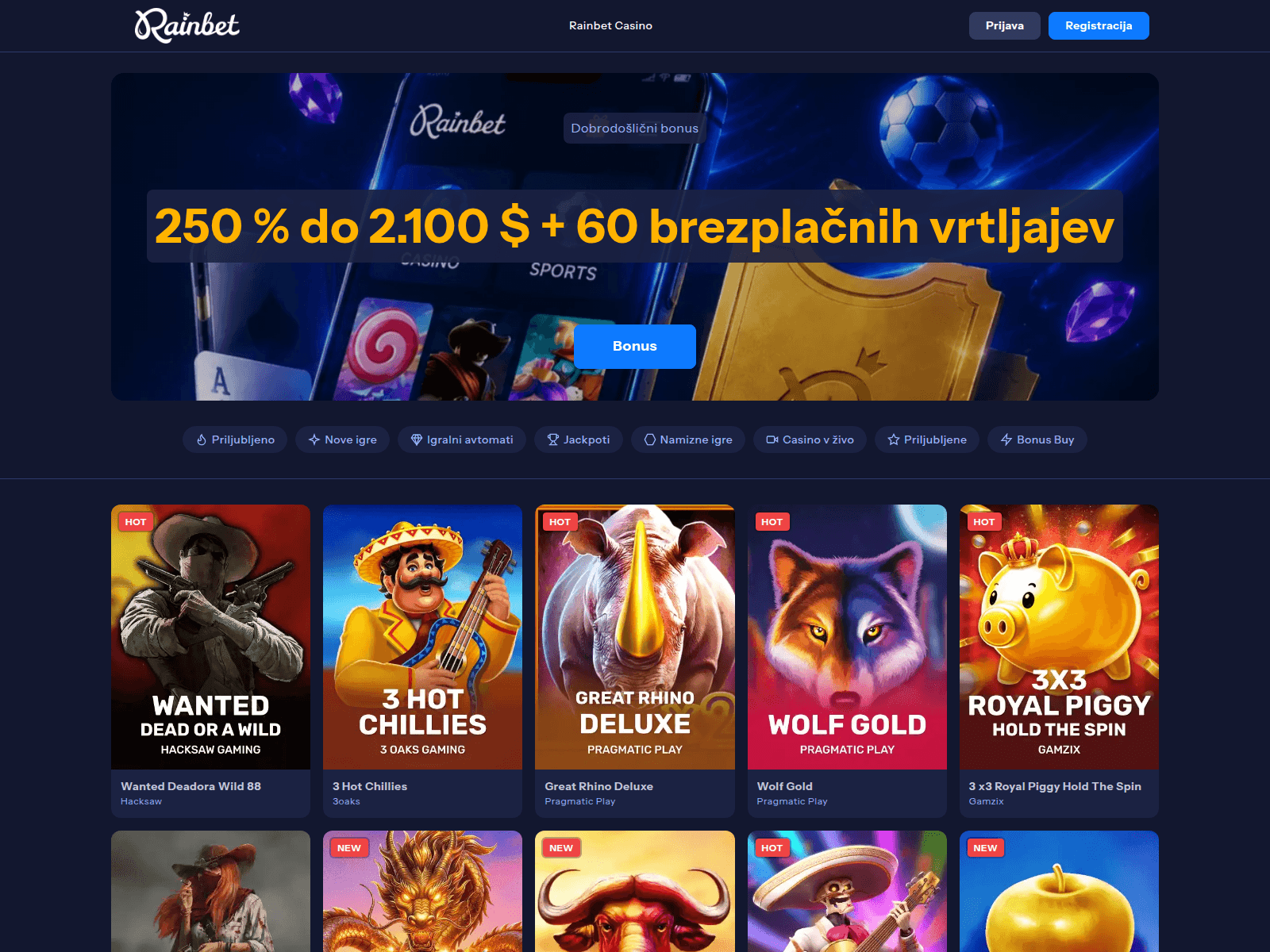Screenshot of rainbetofficial.si