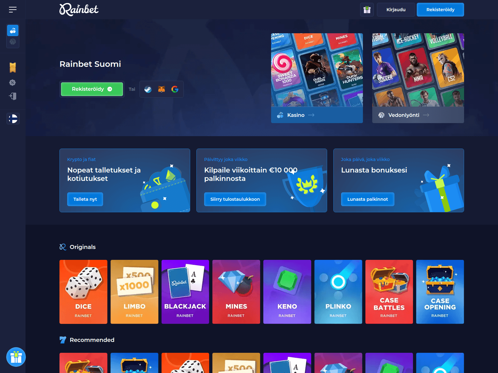 Screenshot of rainbet-casino.fi