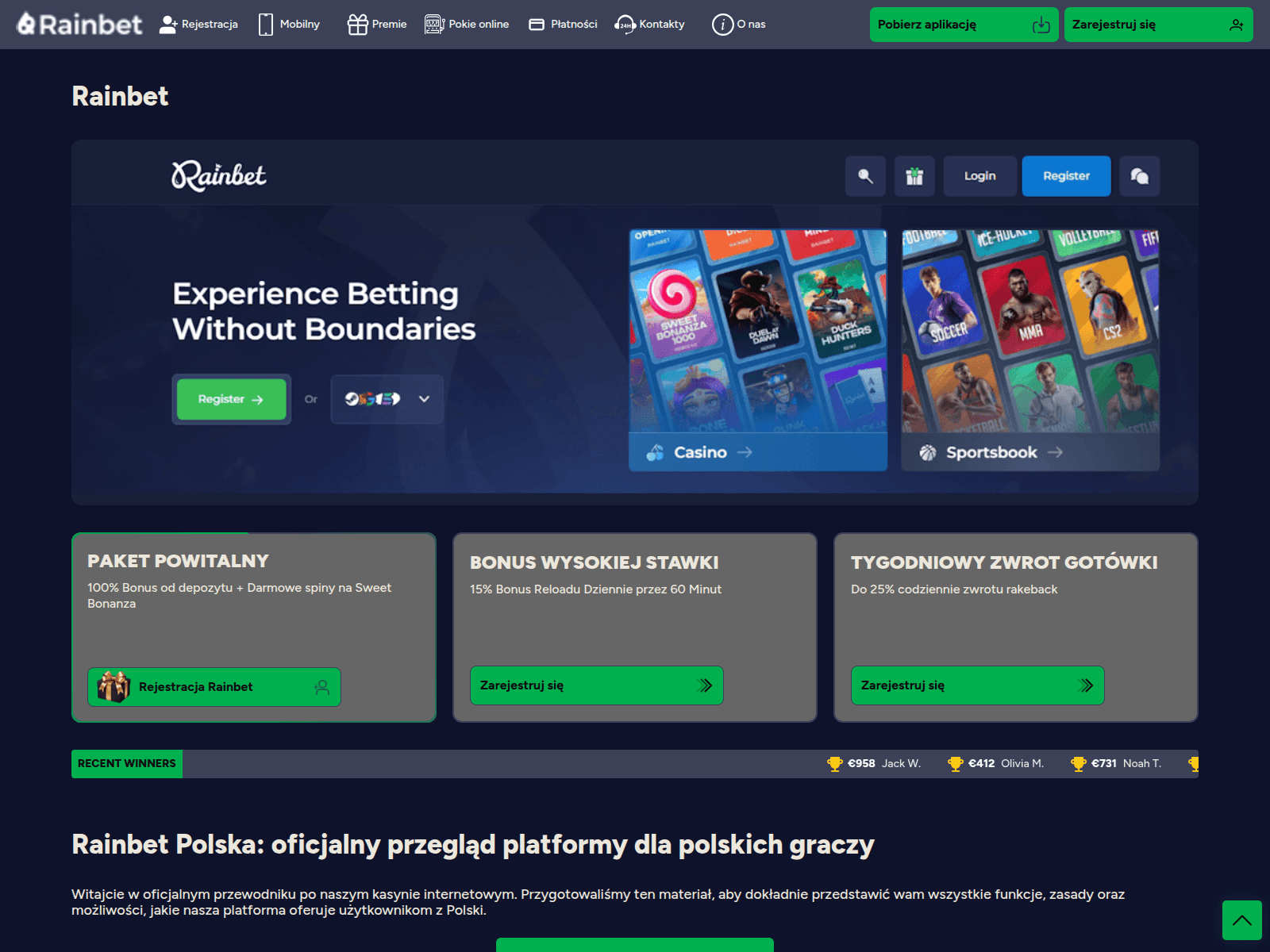Screenshot of rainbet-bet.pl