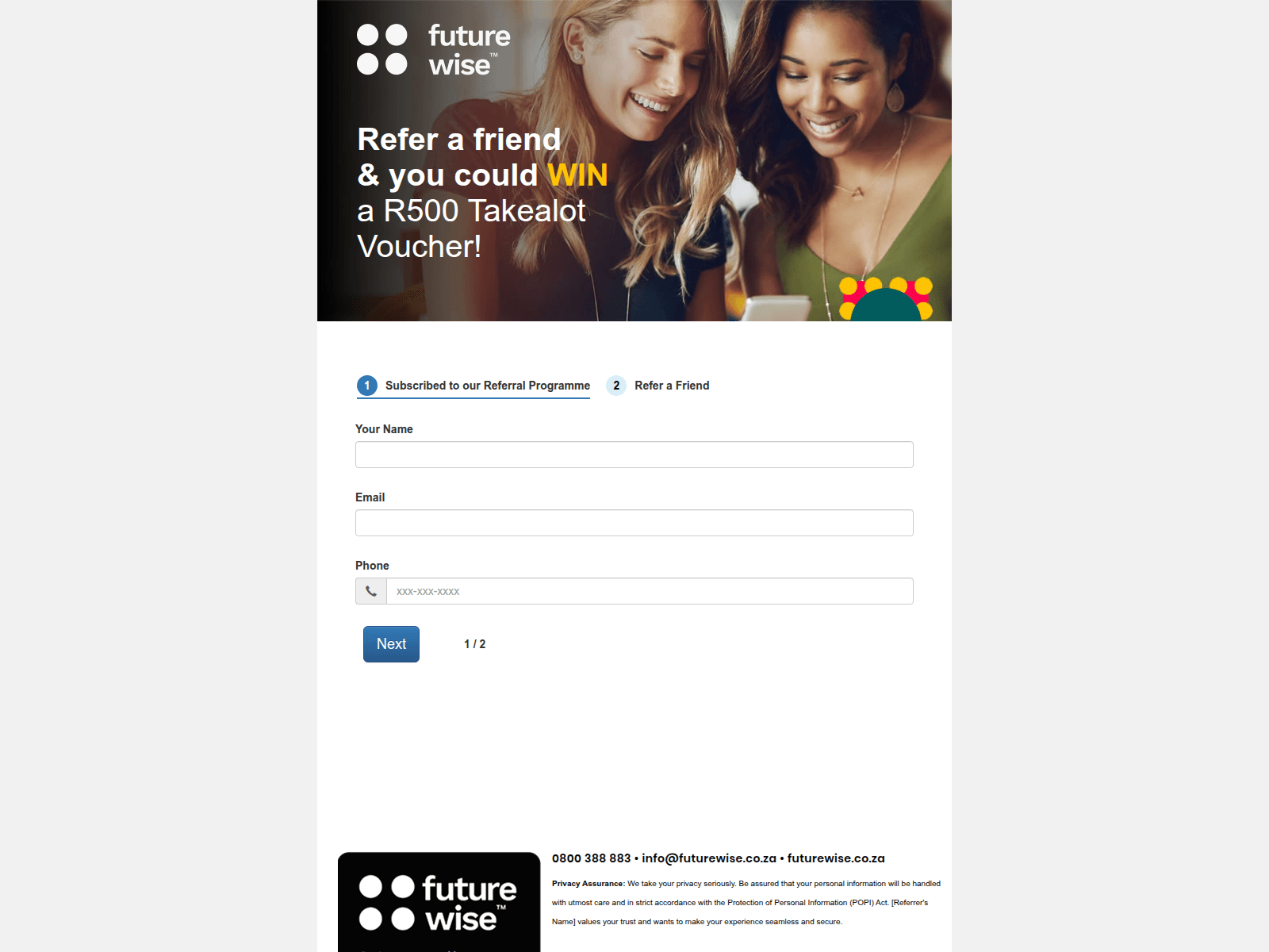 Screenshot of futurewise-referral.co.za