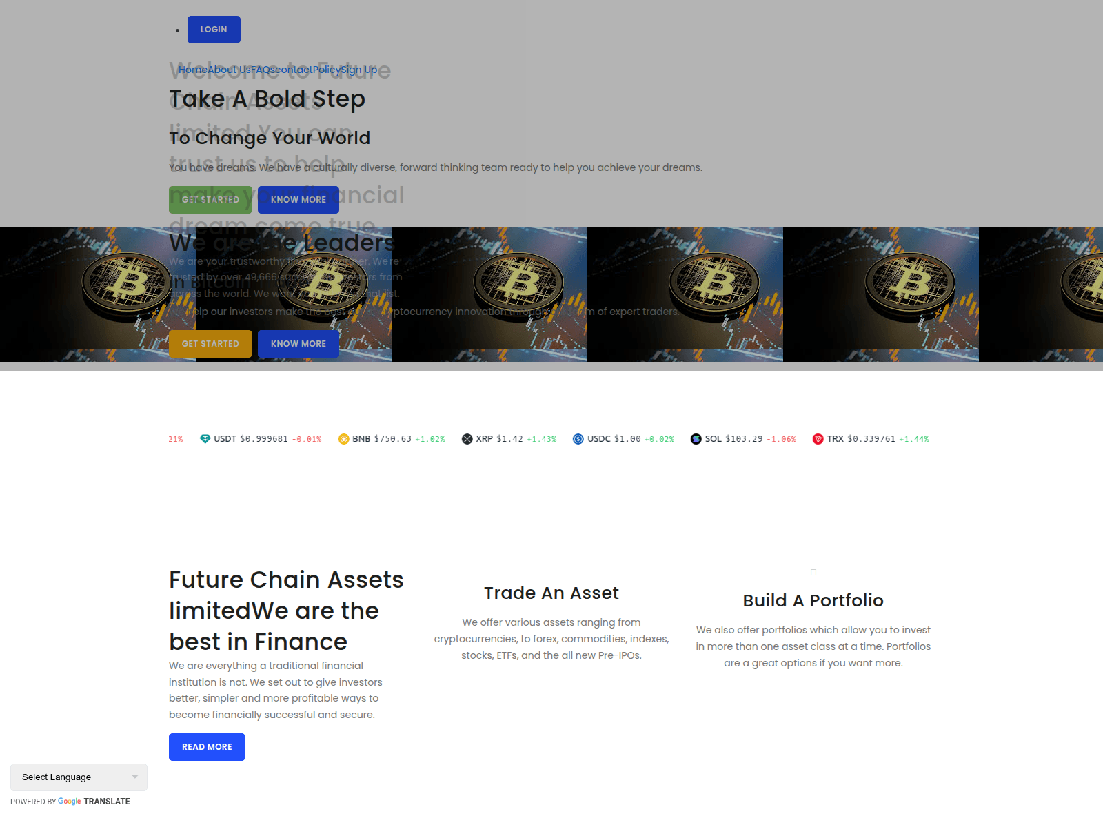 Знімок екрана futurechainassetslimited.com