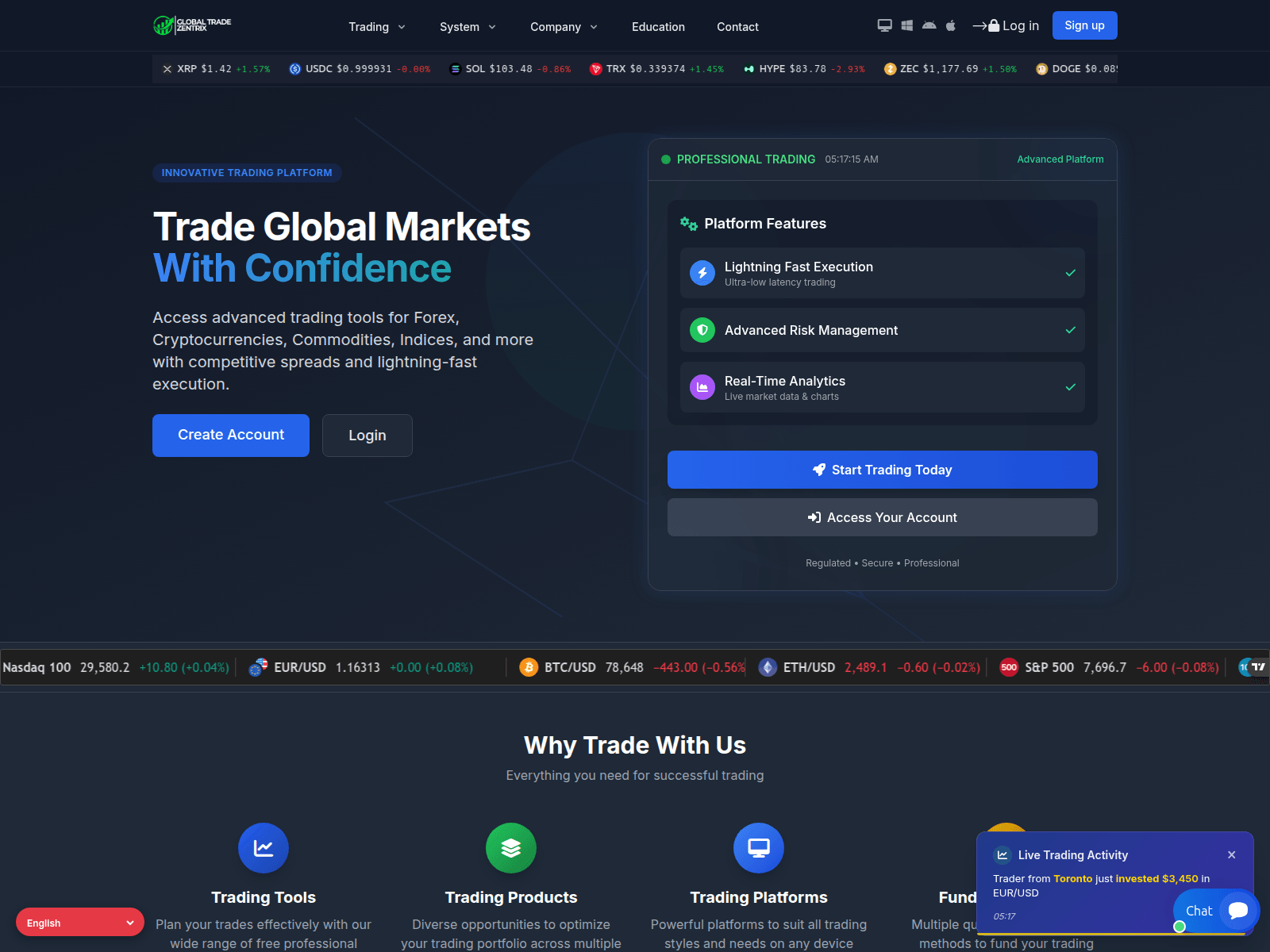 的截图 globaltradezentrix.com
