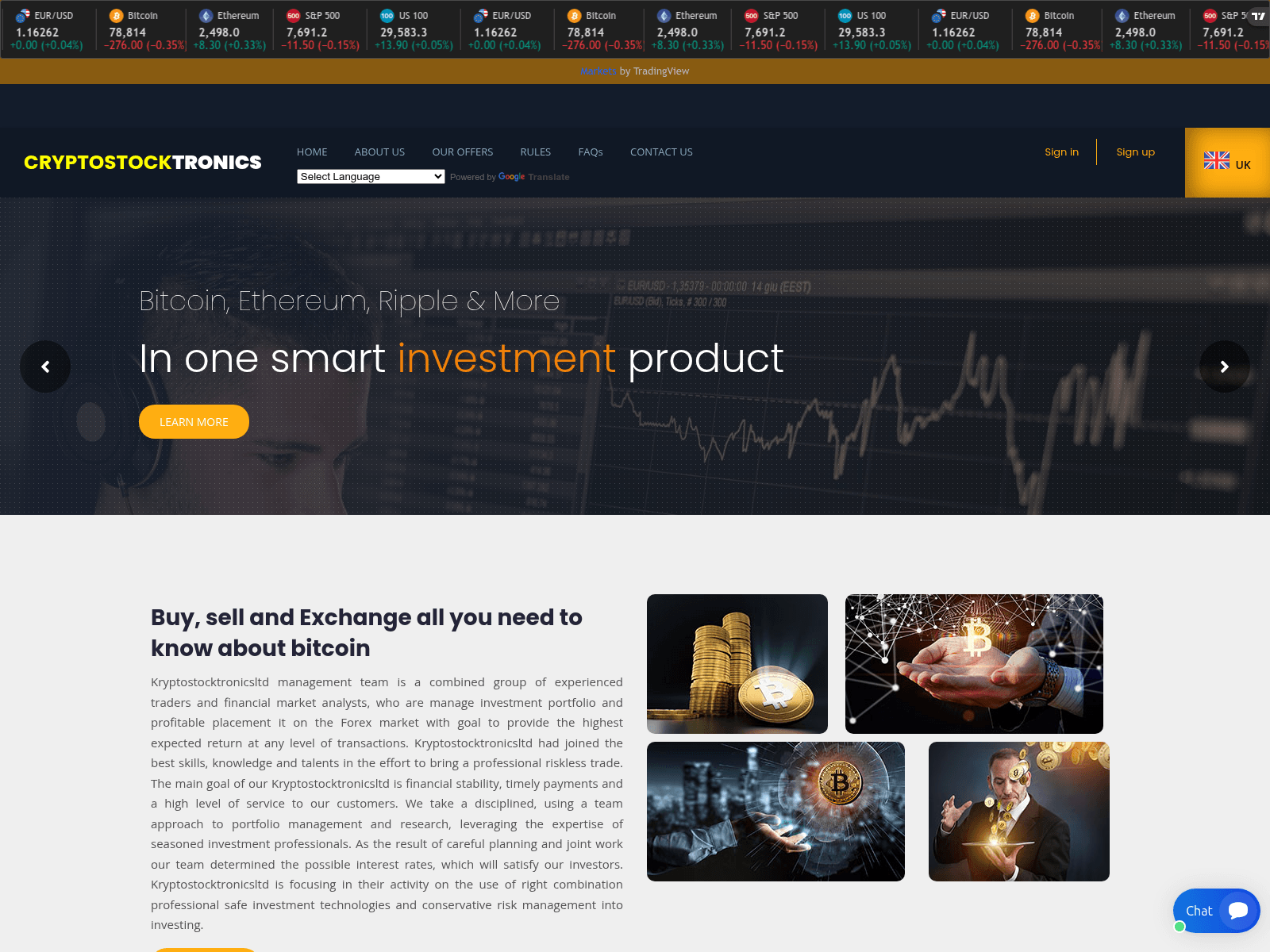 Знімок екрана kryptostocktronicsltd.com