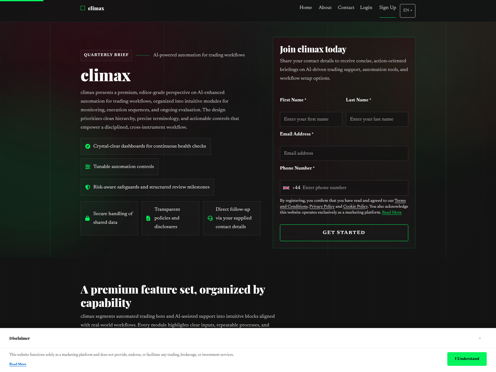Screenshot of climaxsoftware.com