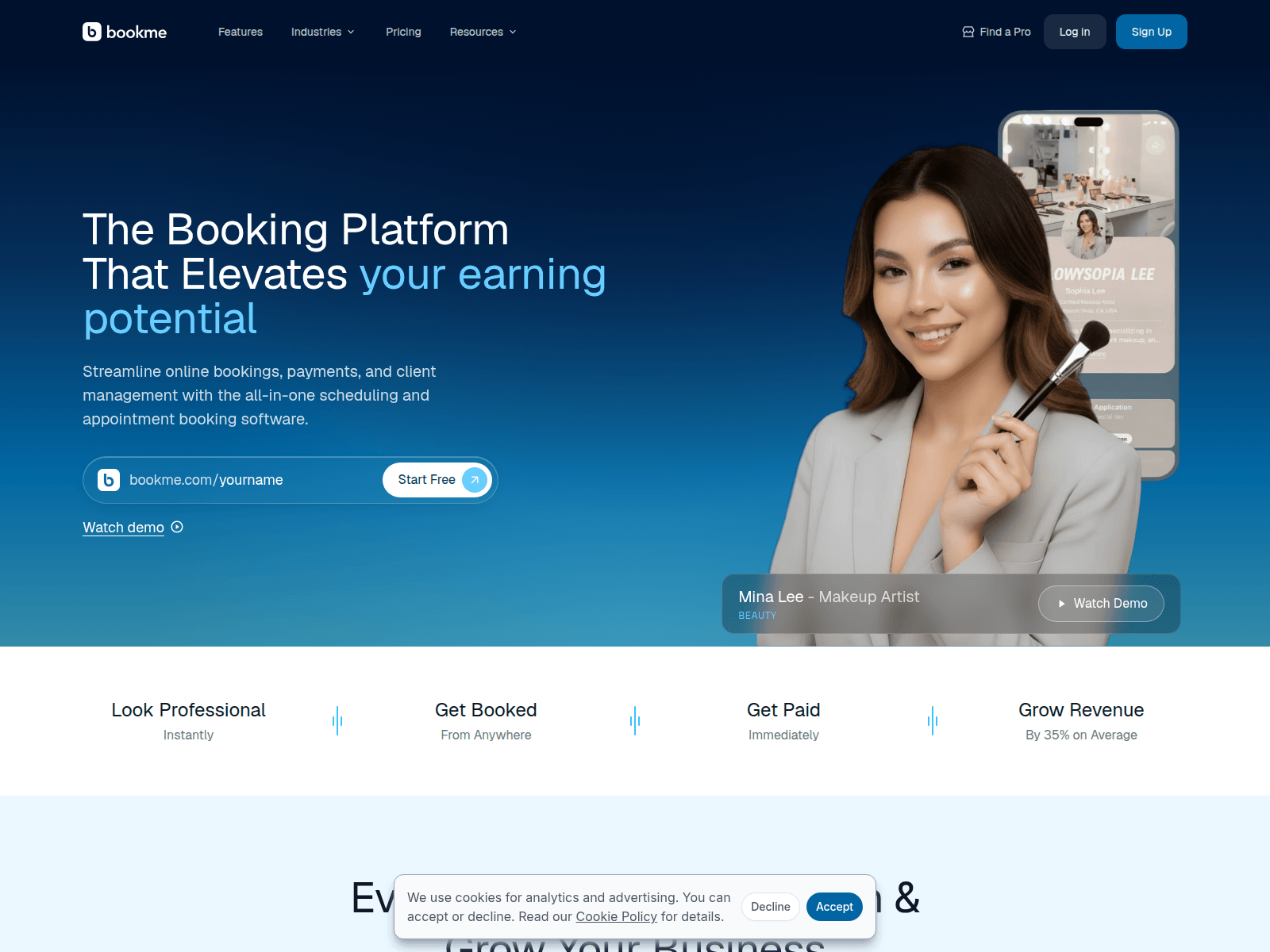 Screenshot of bookme.com