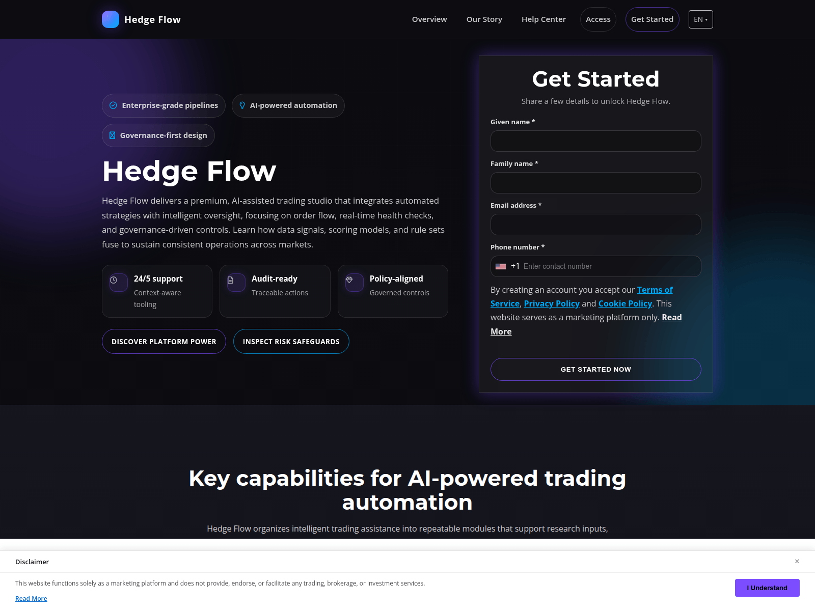 Screenshot of hedgeflow.digital