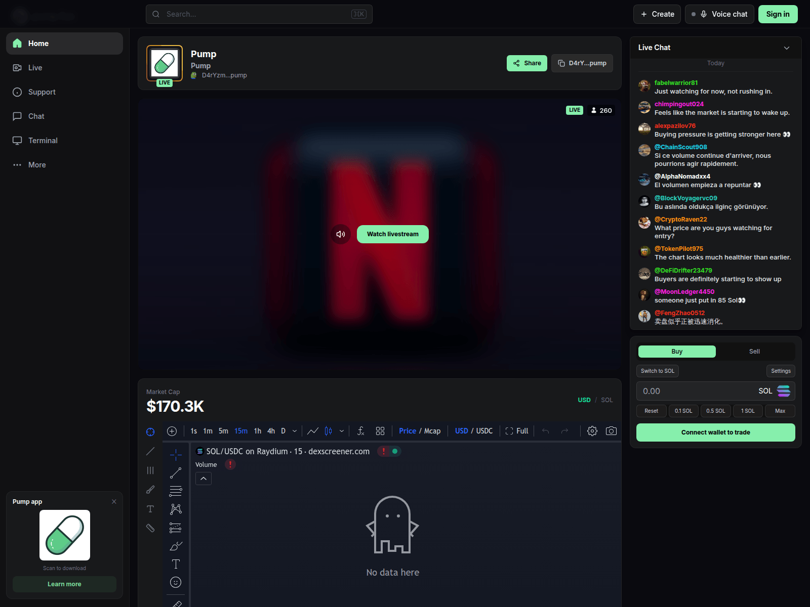 Screenshot of pump.solstreaminglive.xyz