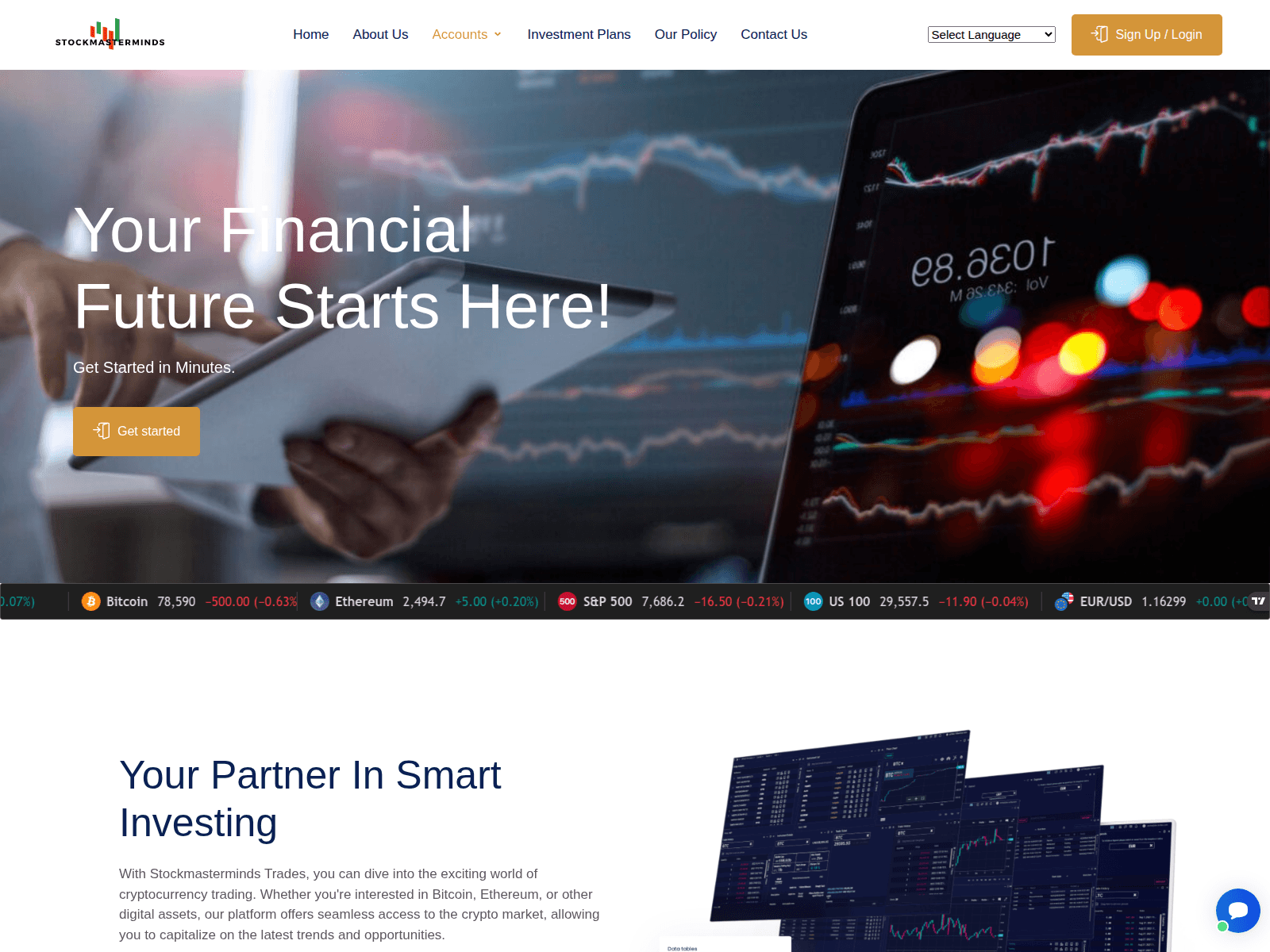 Captura de tela de stockmasterminds.com