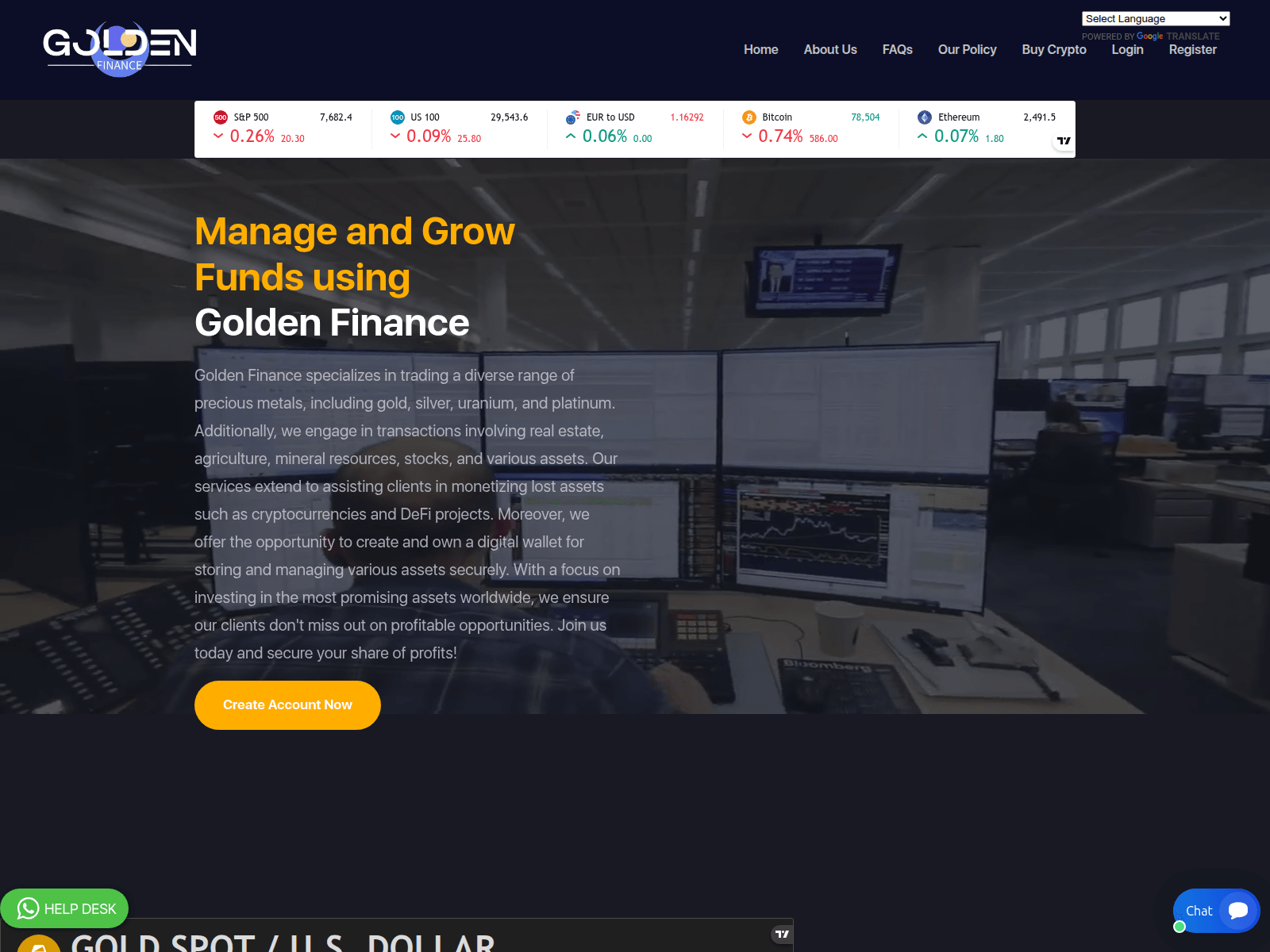 Screenshot of thegoldenfinance.com
