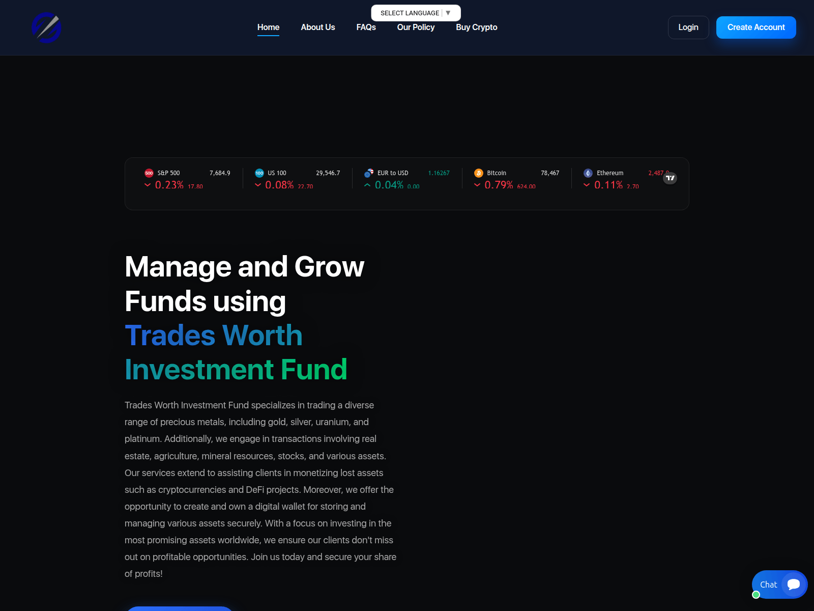 Screenshot of tradesworthinvestmentfund.com