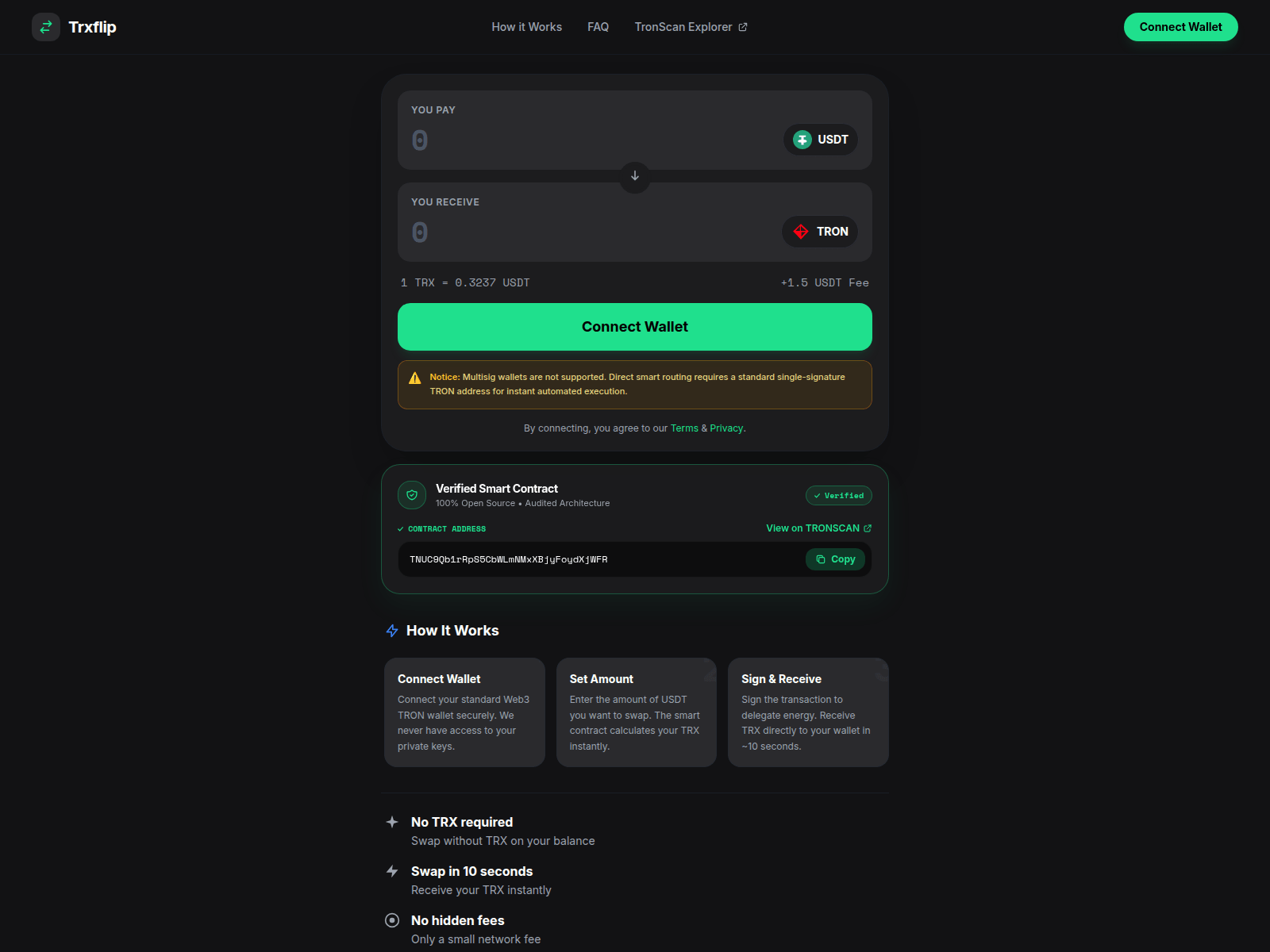 Screenshot von trxflip.org