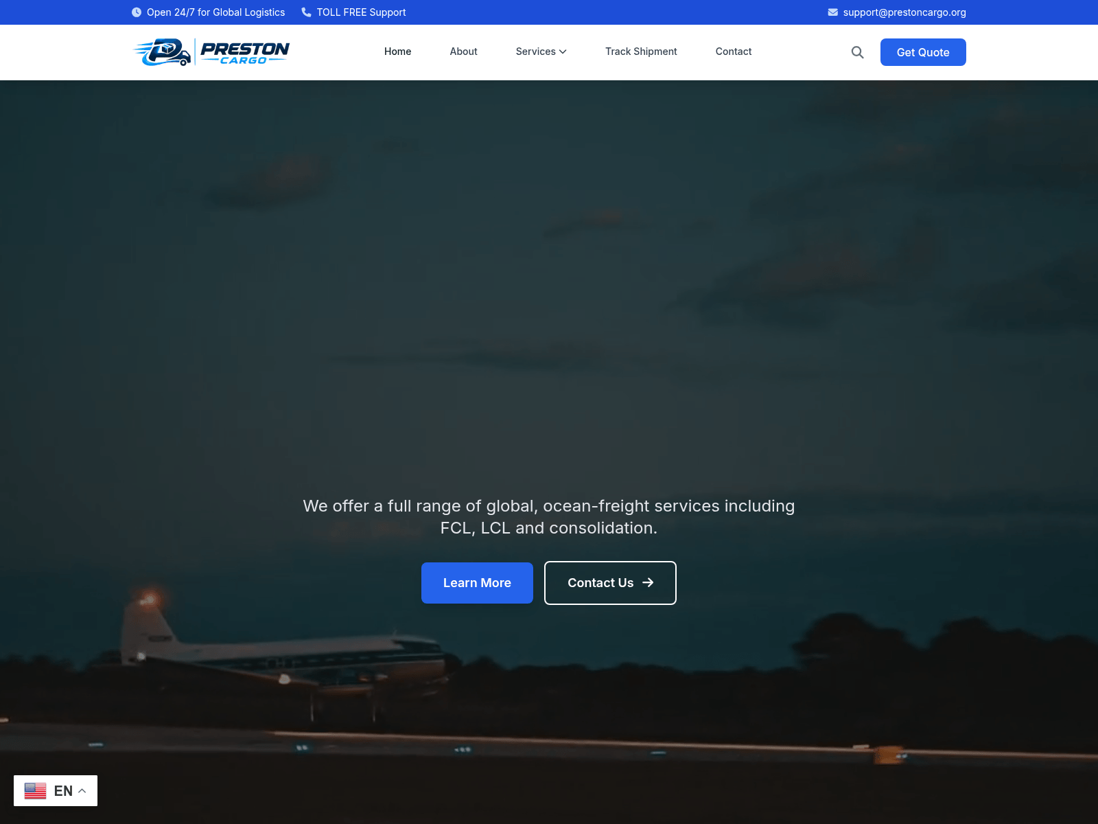 Screenshot of prestoncargo.org