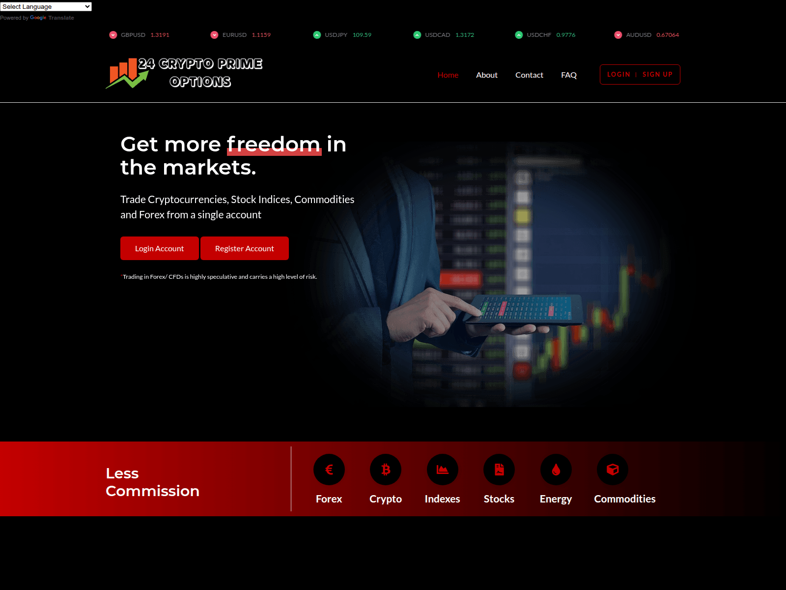 Screenshot of 24cryptoprimeoption.live