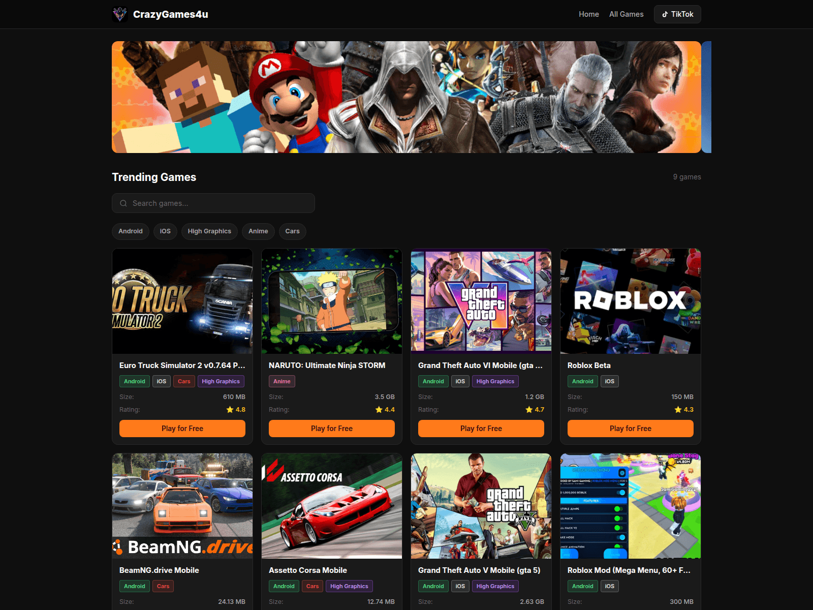 Screenshot of crazygames4u.info
