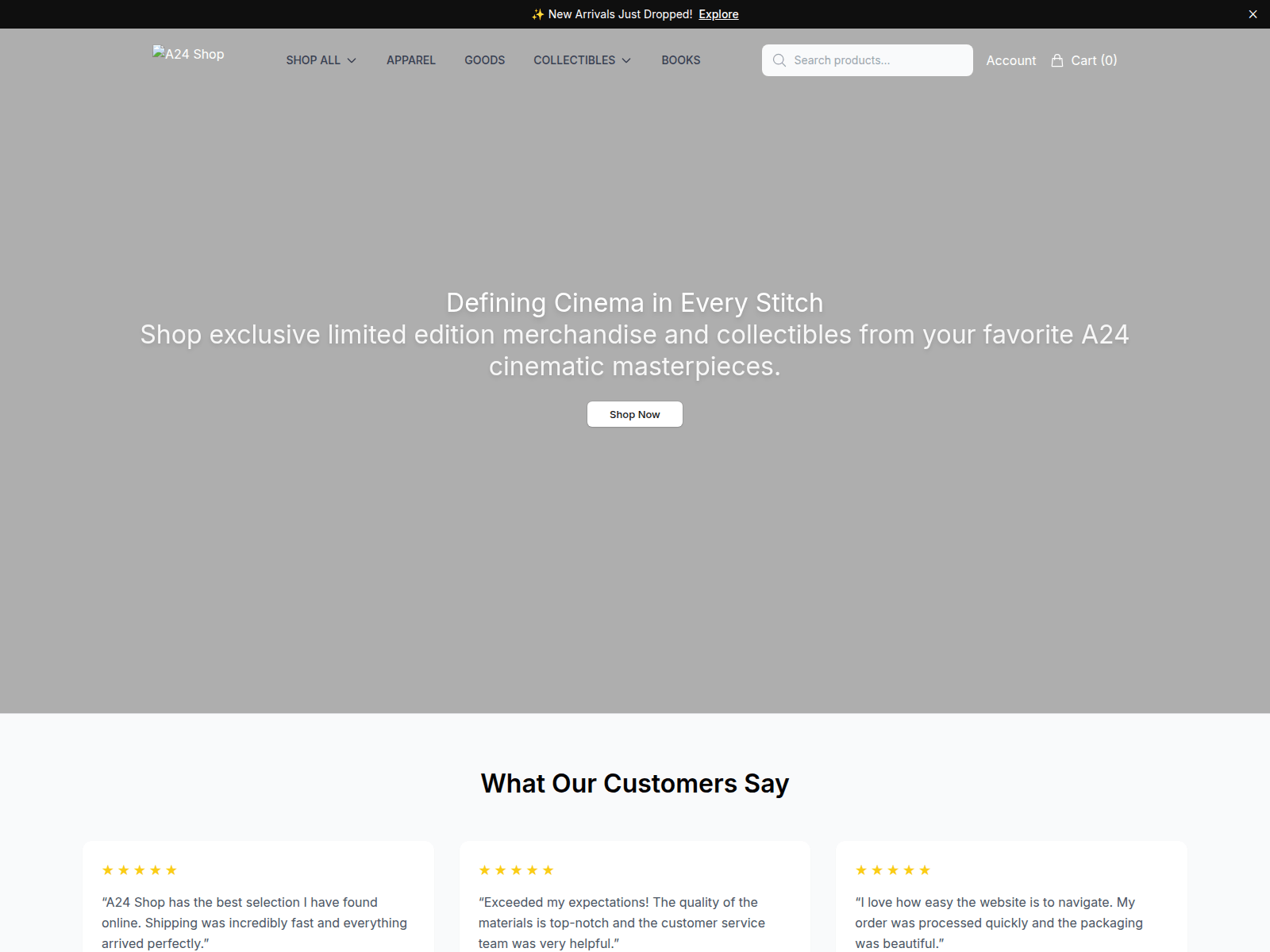 Screenshot of a24filmsshop.shop