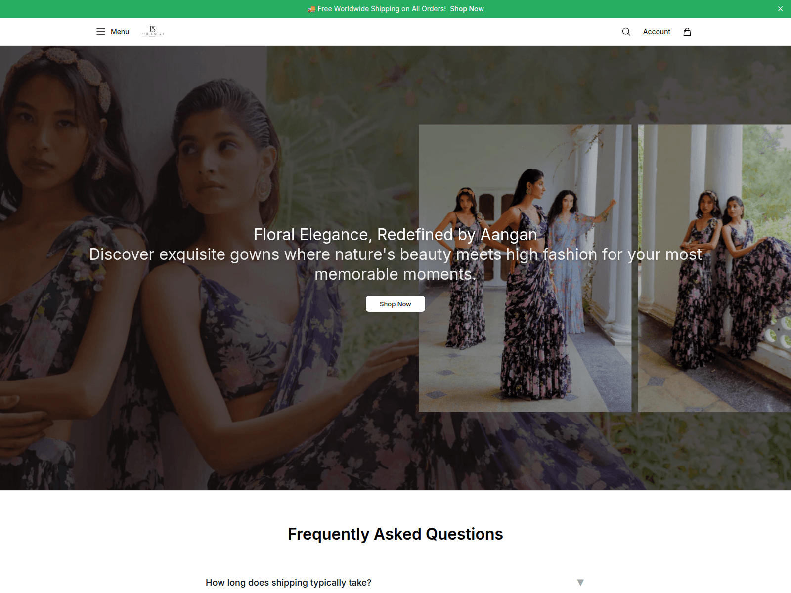 Screenshot of aanganbyparulstudio.shop