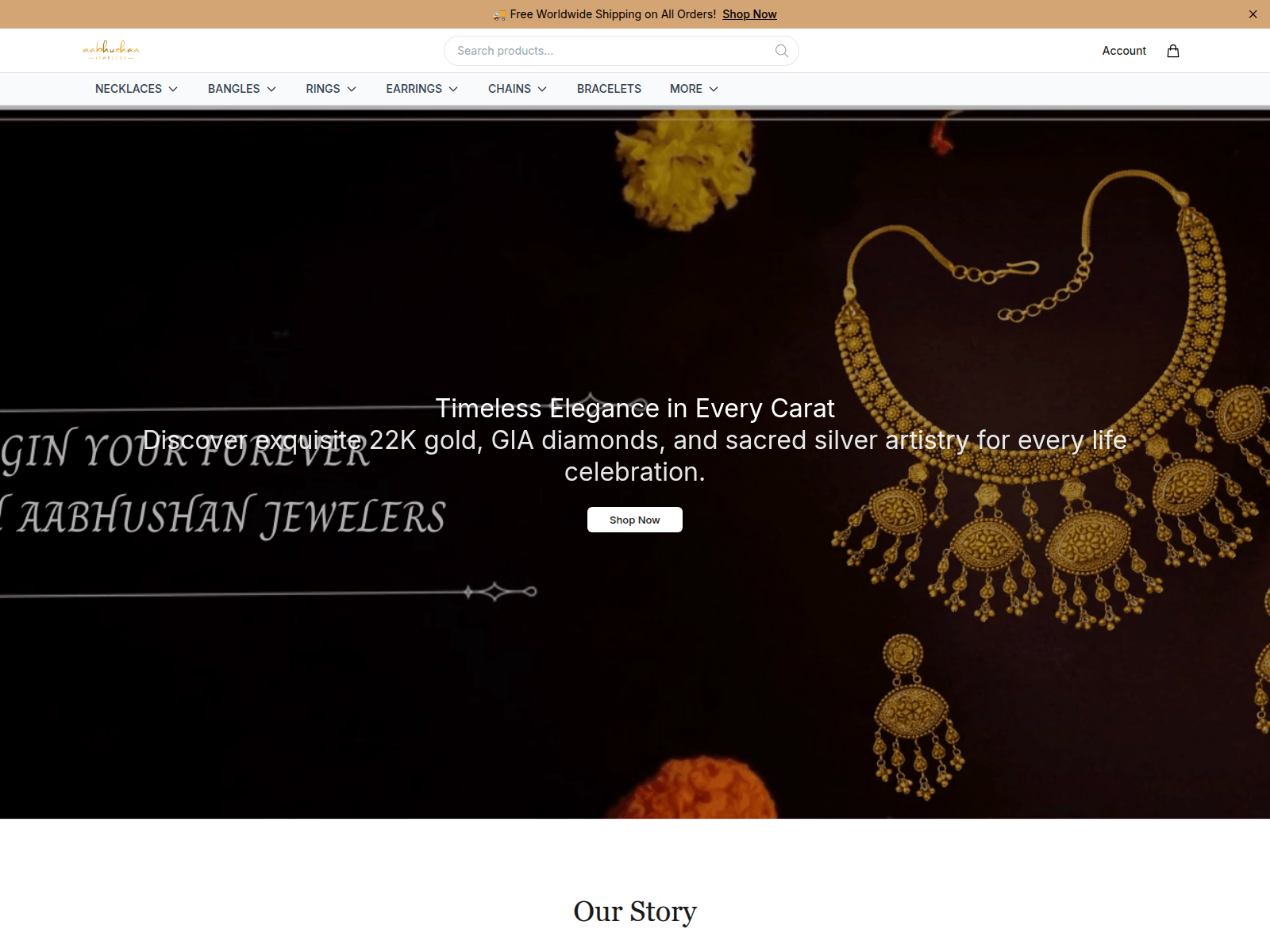 Screenshot of aabhushanjewelry.shop