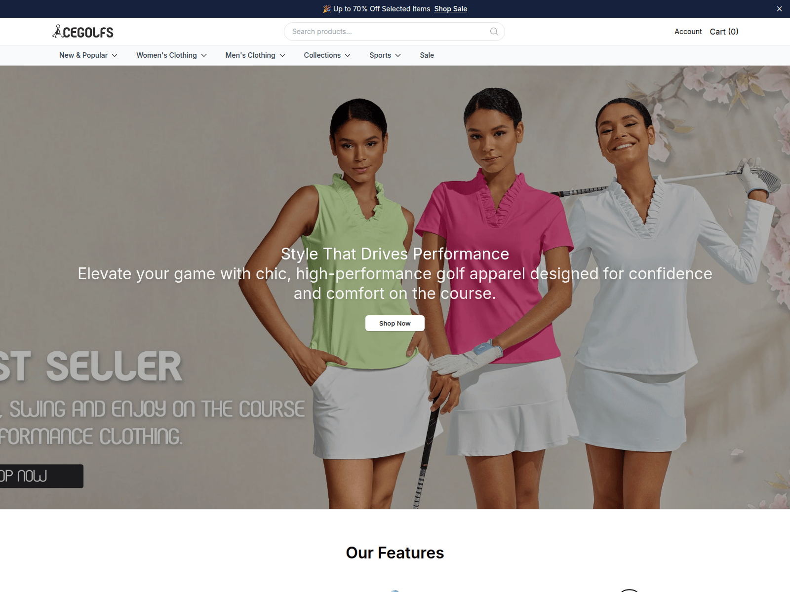Screenshot of acegolfsstore.shop
