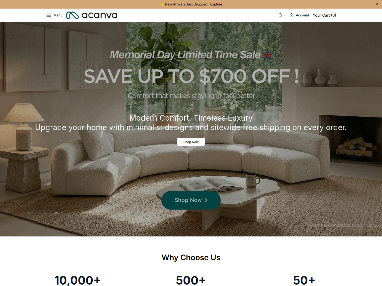 Screenshot of acanvahomeshop.shop