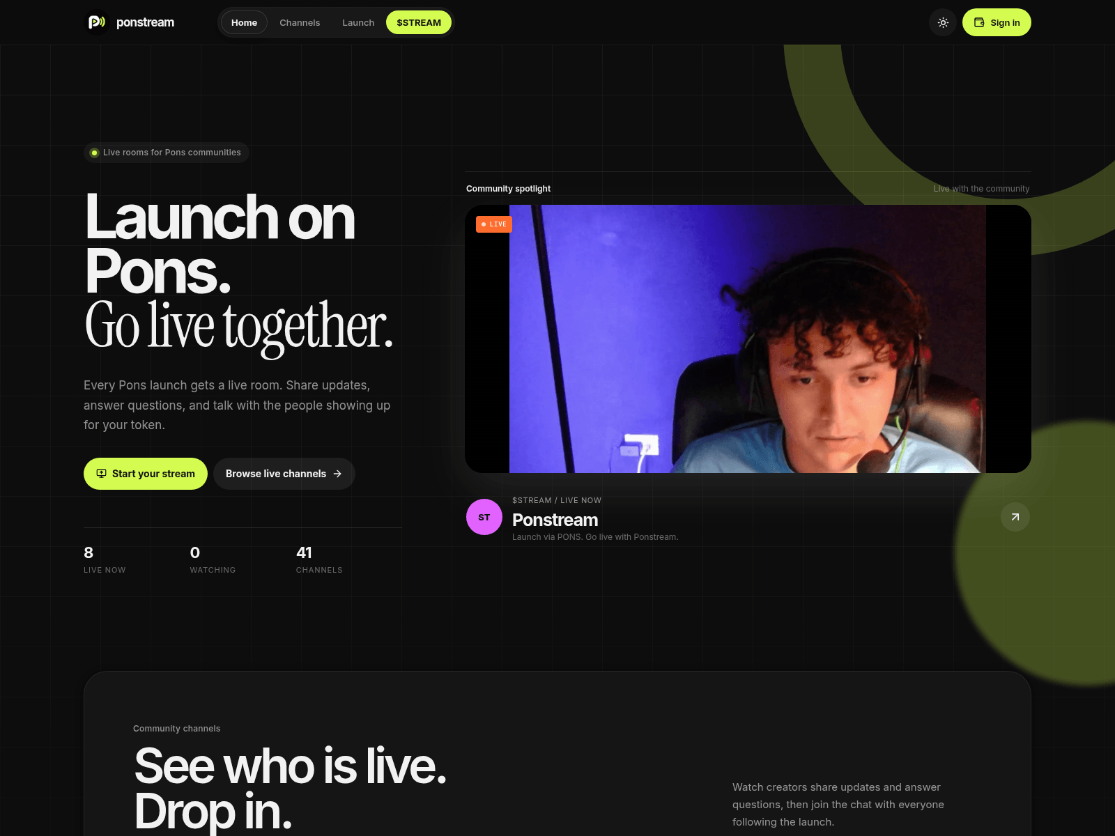 Screenshot of ponstream.live