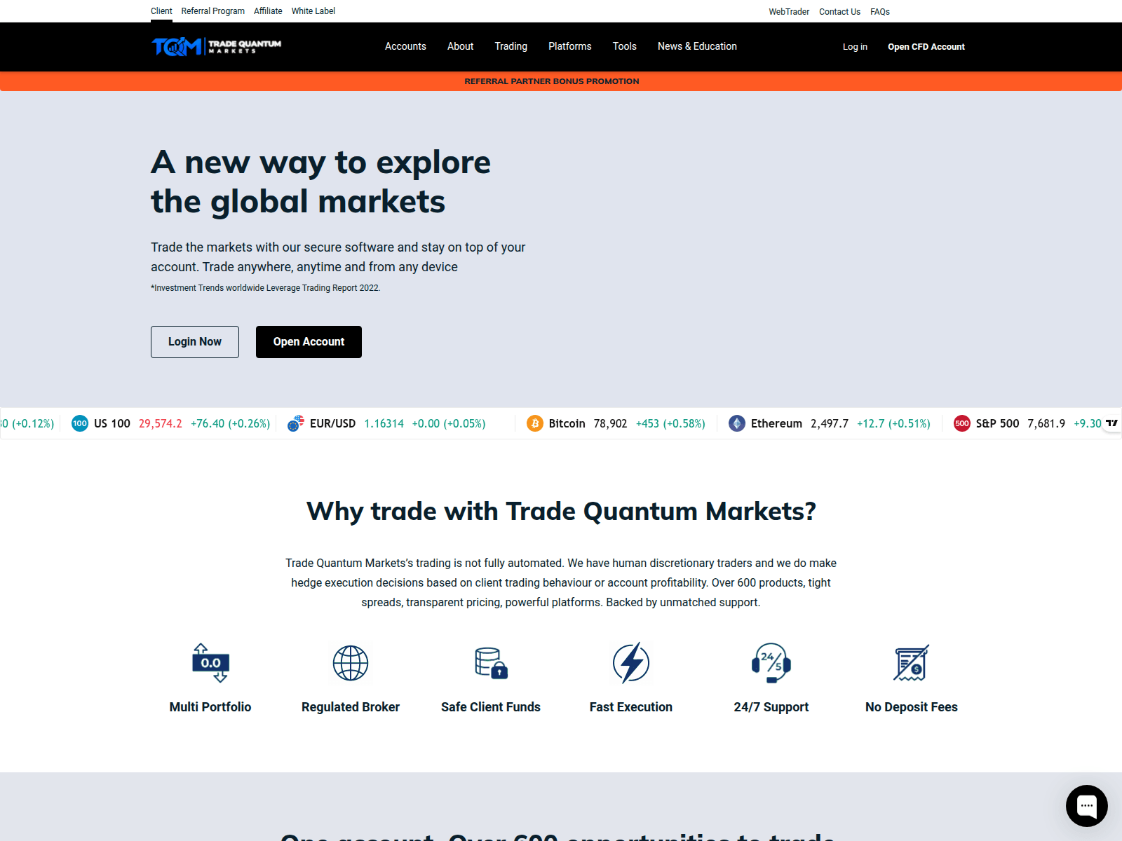 Screenshot of tradequantummarkets.com