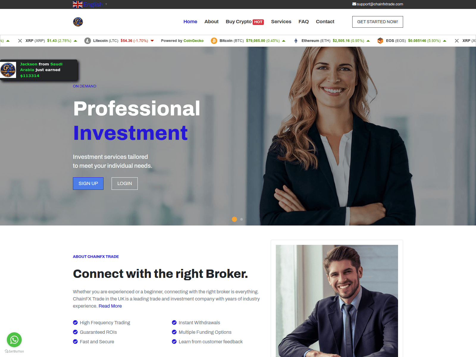 Screenshot of chainfxtrade.co.parcellq.co