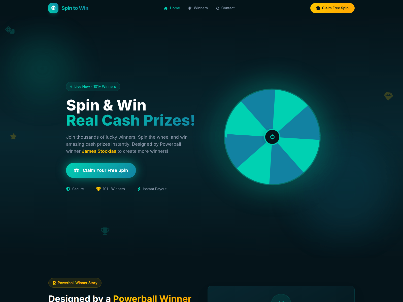 Screenshot of spin2win.highgradehosting.space