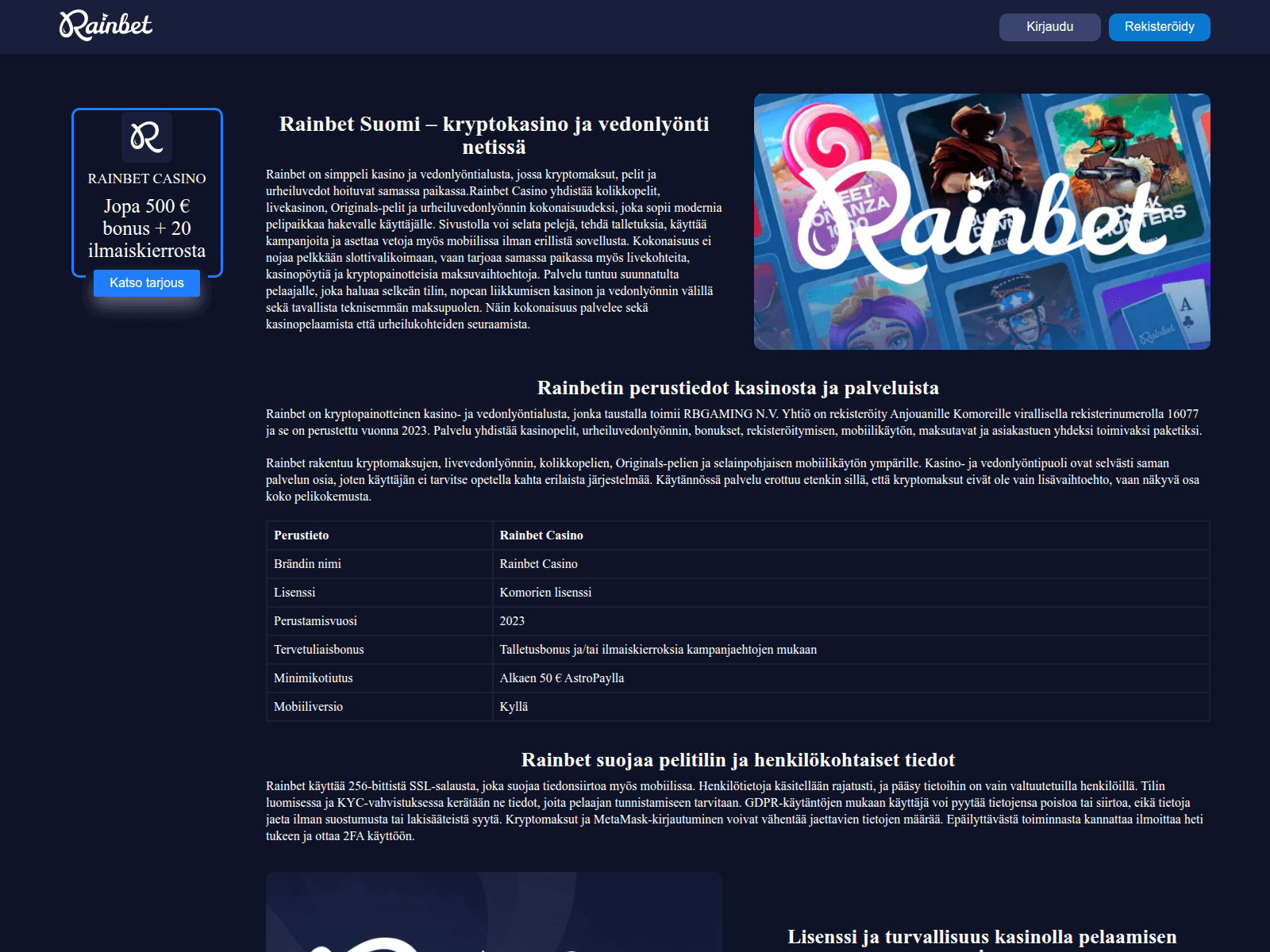 Screenshot of rainbet-fi.bet
