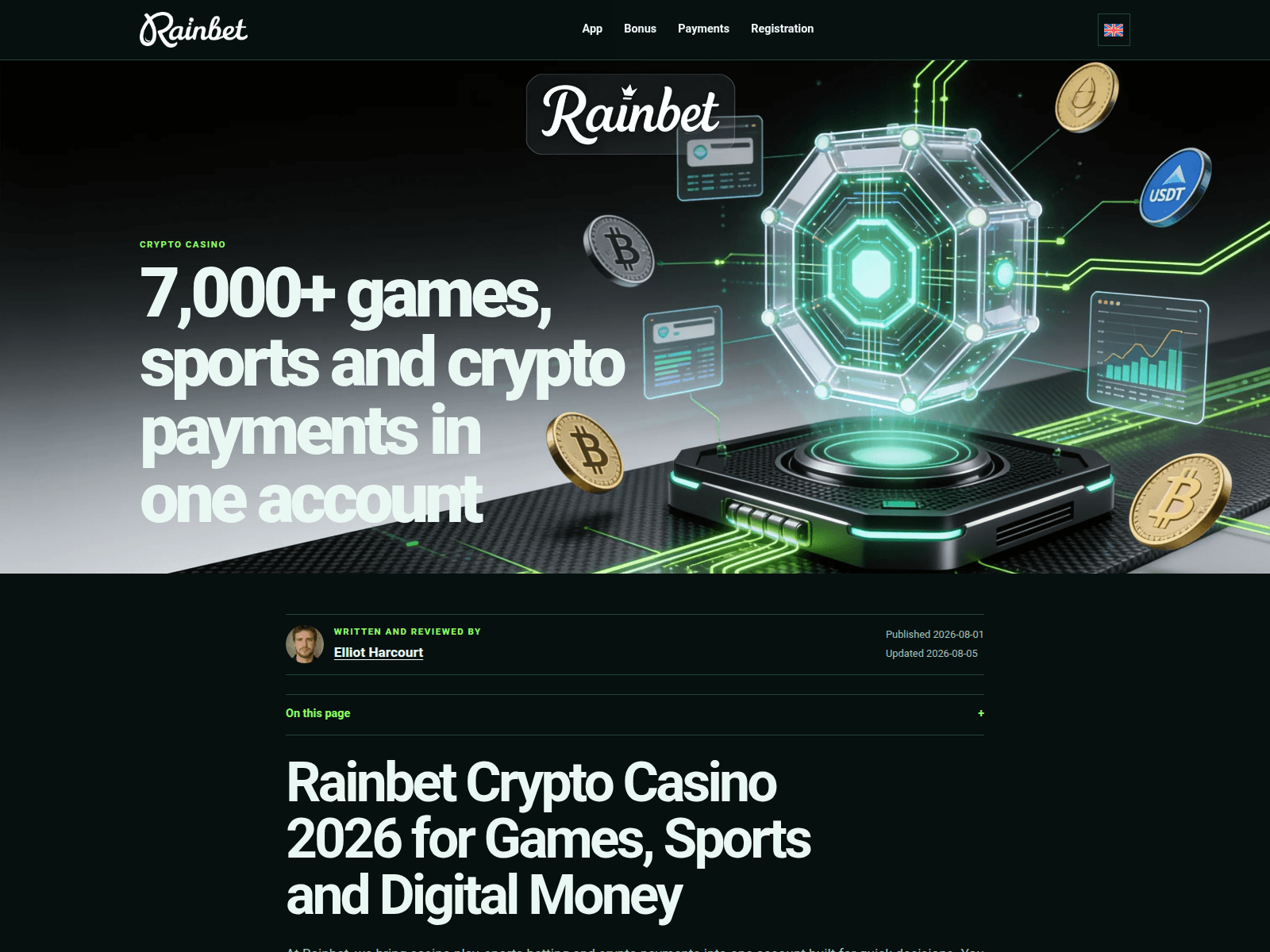 Screenshot of crypto-casino-rainbet.com