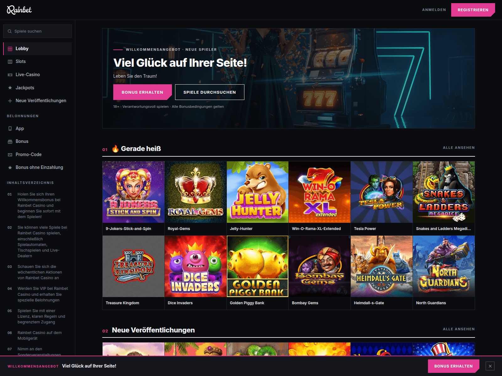 Screenshot of rainbet-de.de.com