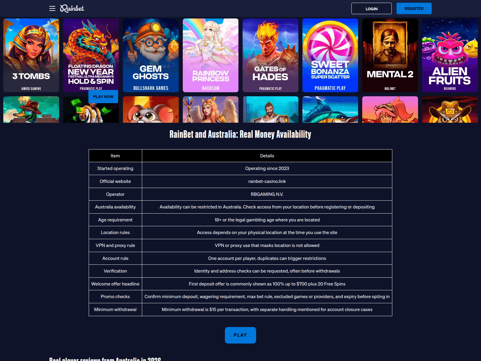 Screenshot of rainbet-casino.link