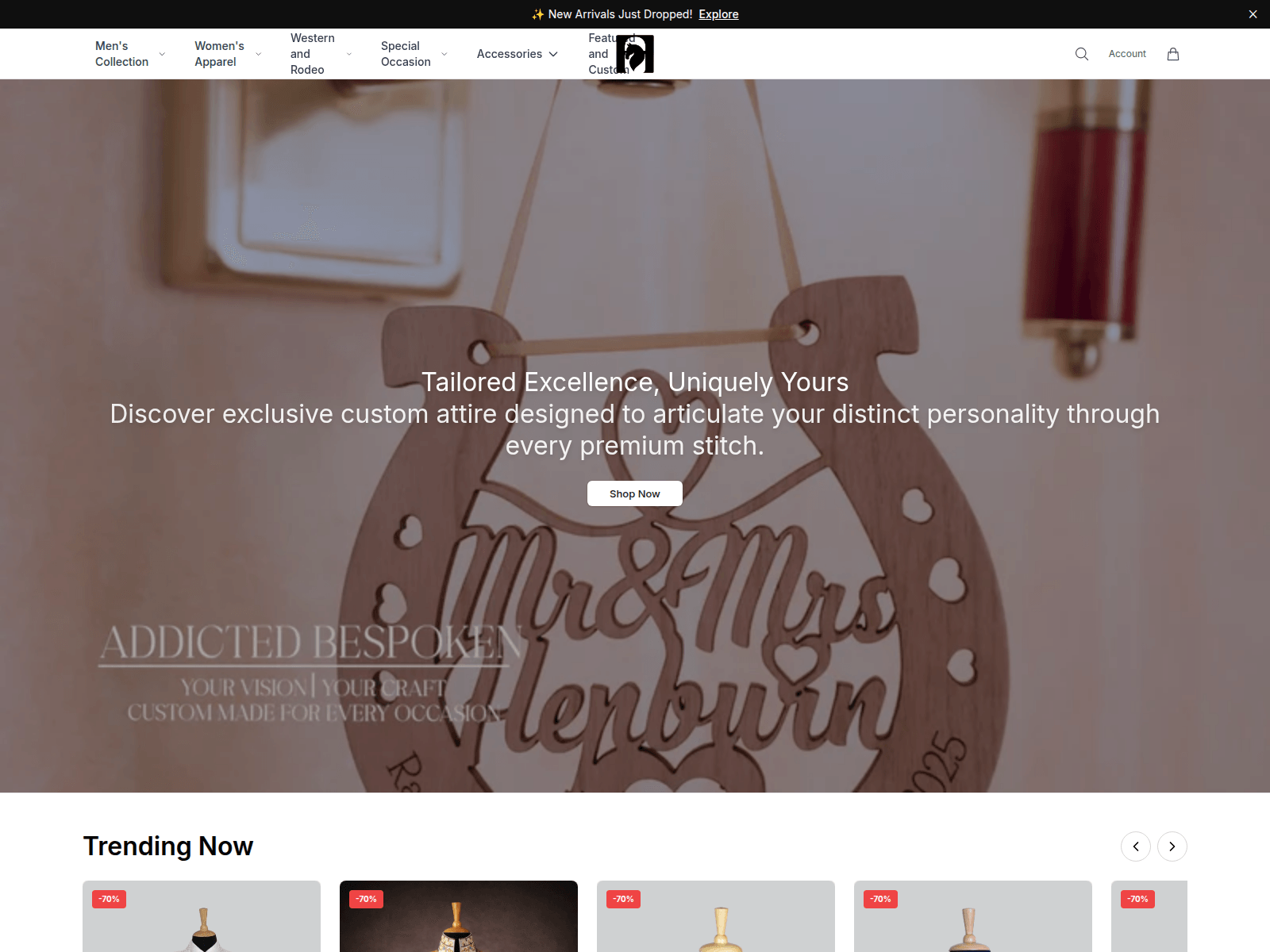 Screenshot of addictedbespokenfashion.shop