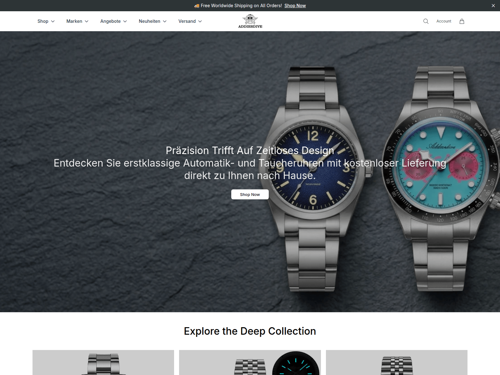 Screenshot of addiesdivewatchesstore.shop