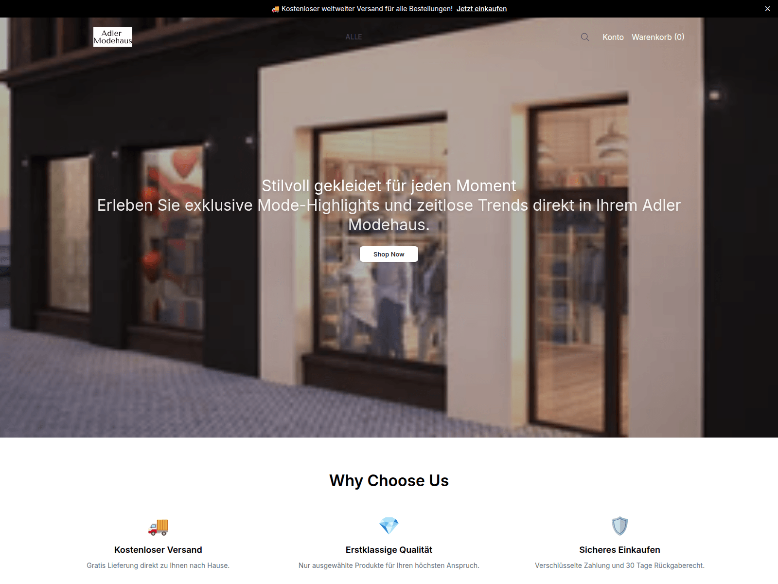 Screenshot of adlermodehaus.shop