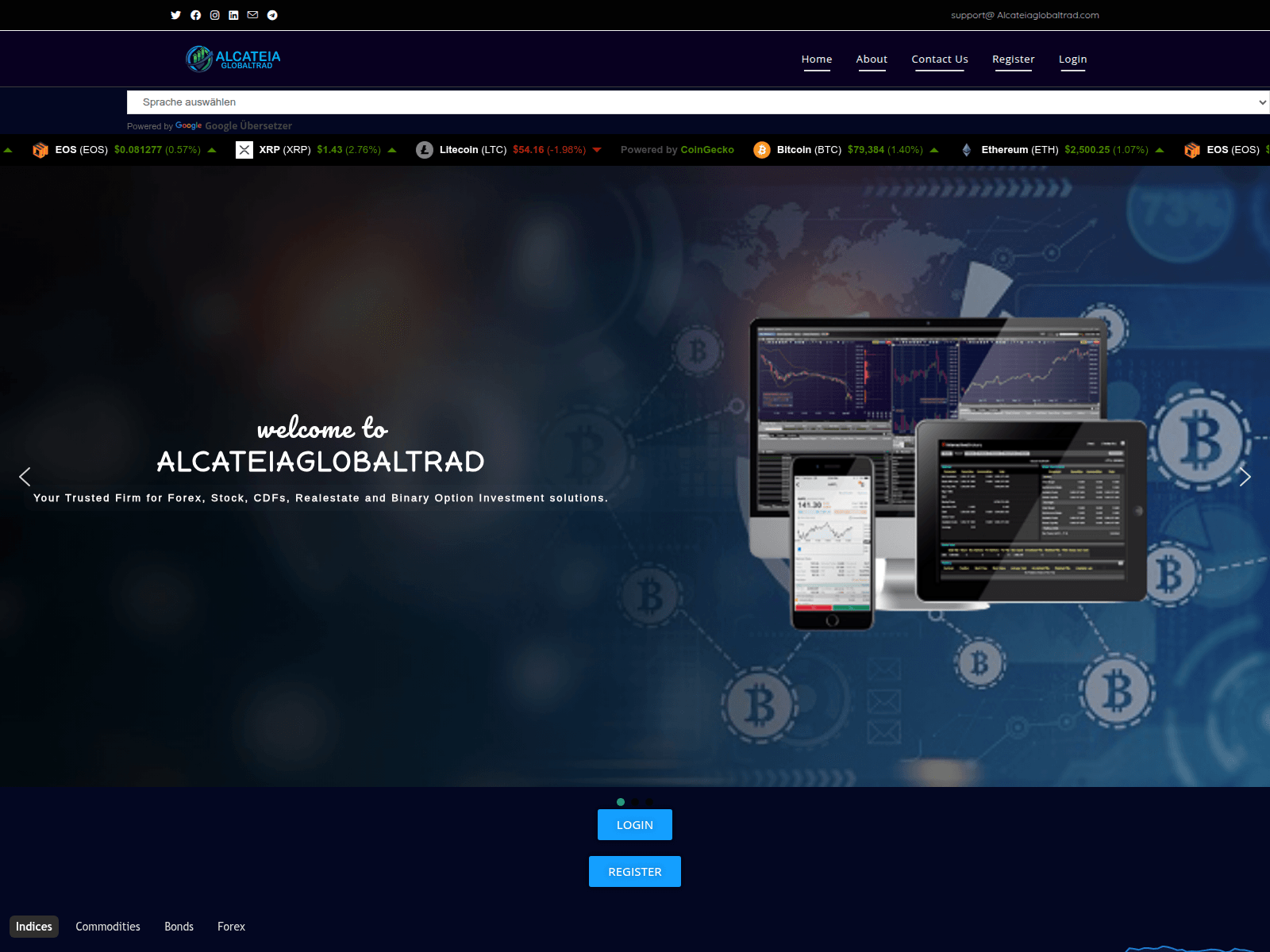 Screenshot of alcateiaglobaltrad.com