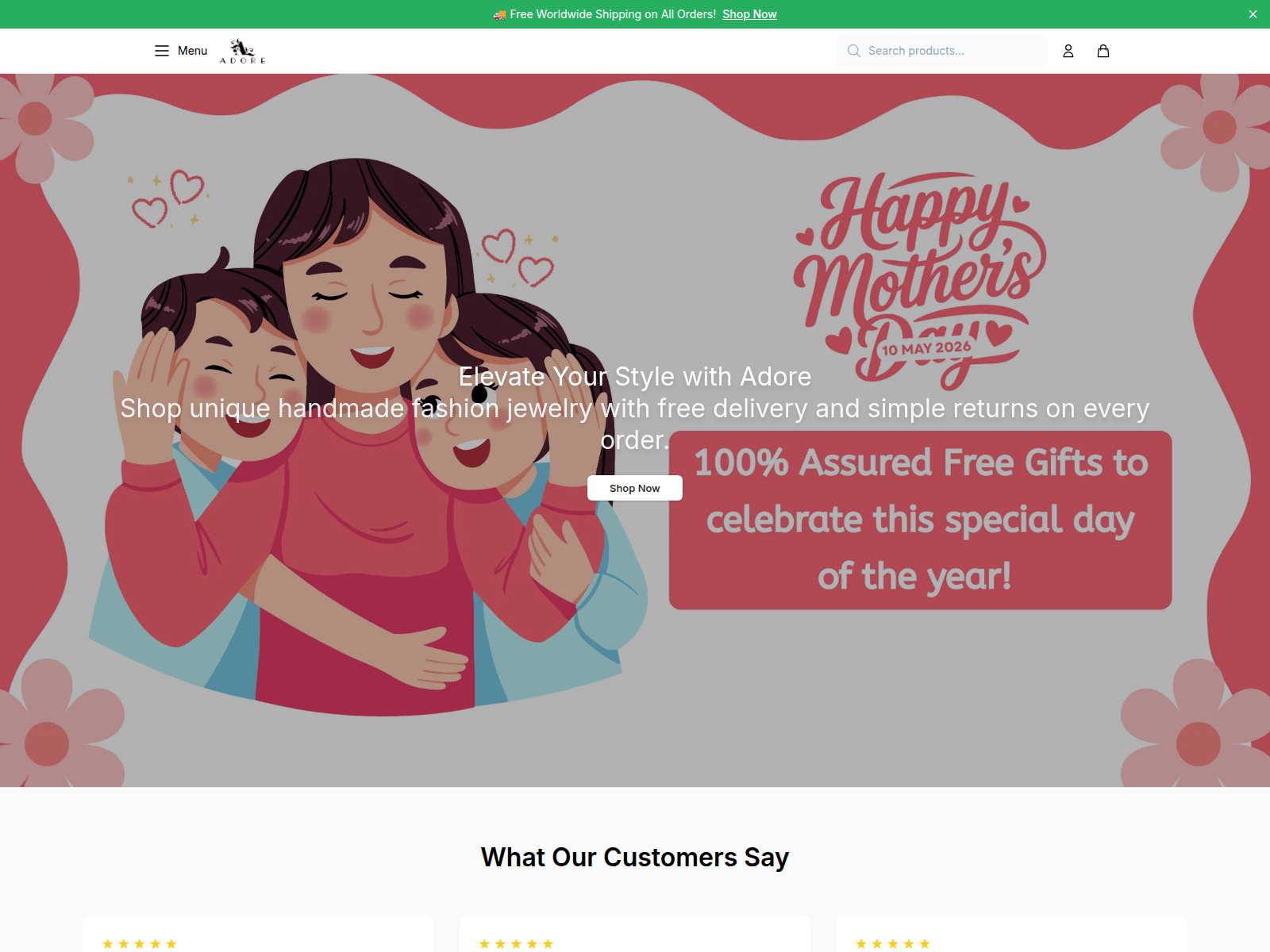 Screenshot of adorebypriyankashop.shop