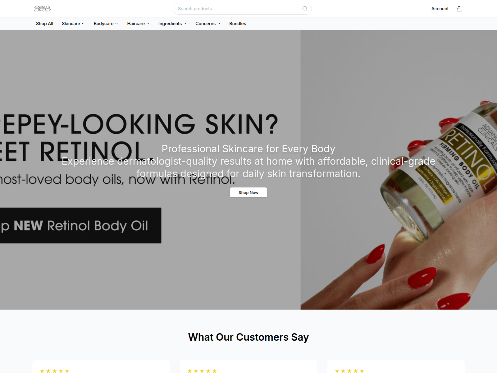 Screenshot of advancedclinicalsbeauty.shop