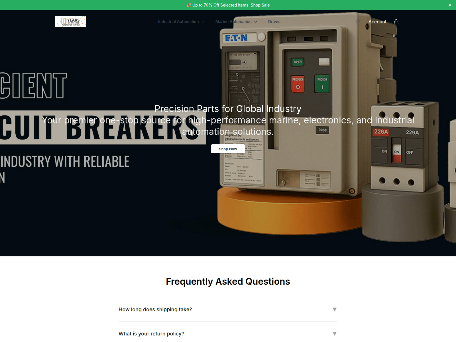 Screenshot of aeliyamarinetech.shop