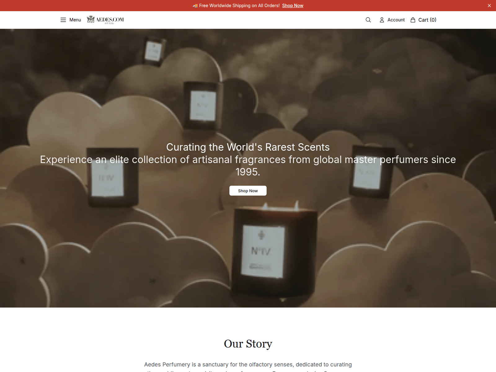 Screenshot of aedesperfumerycollection.shop