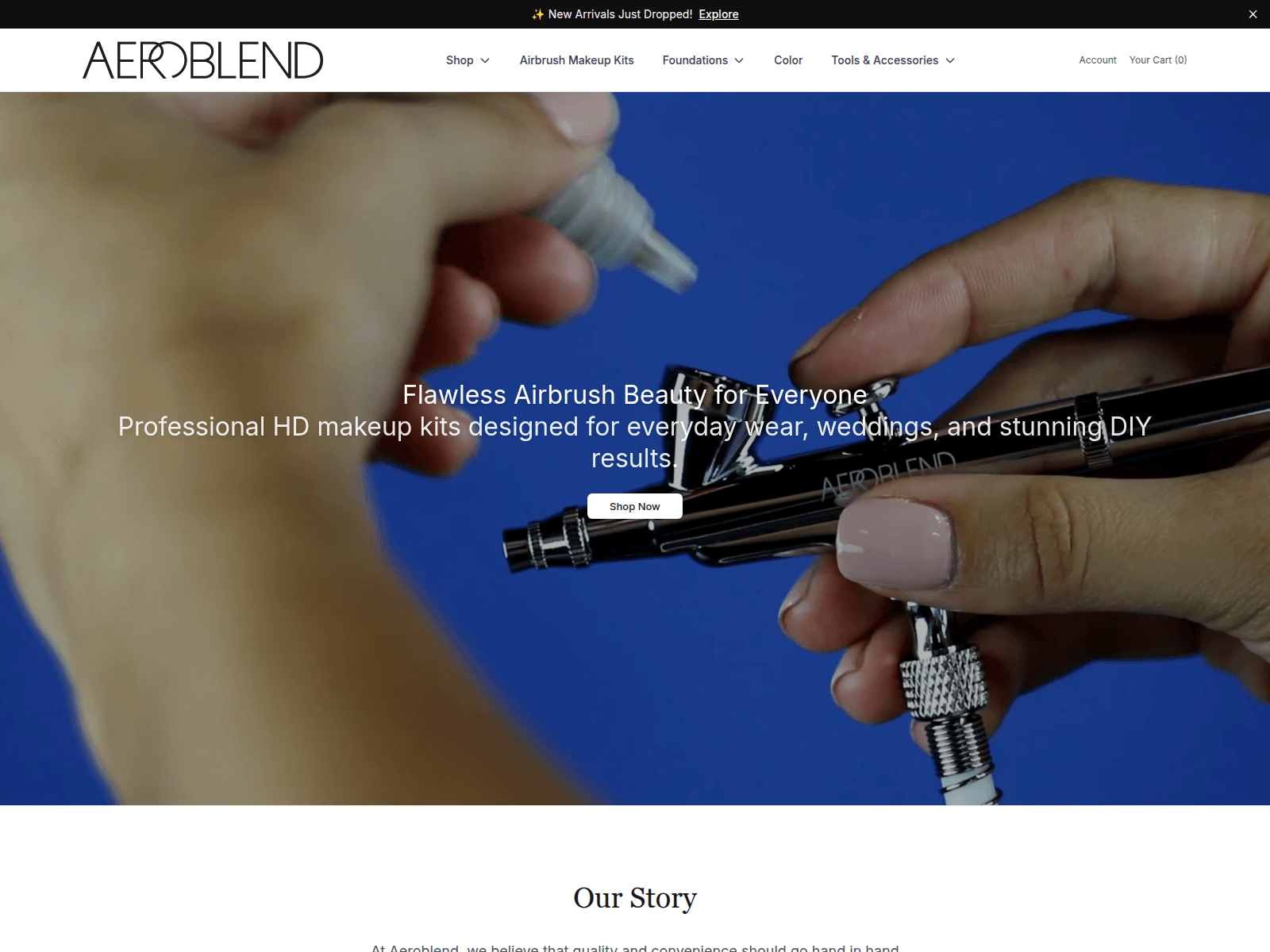 Screenshot of aeroblendcosmetics.shop