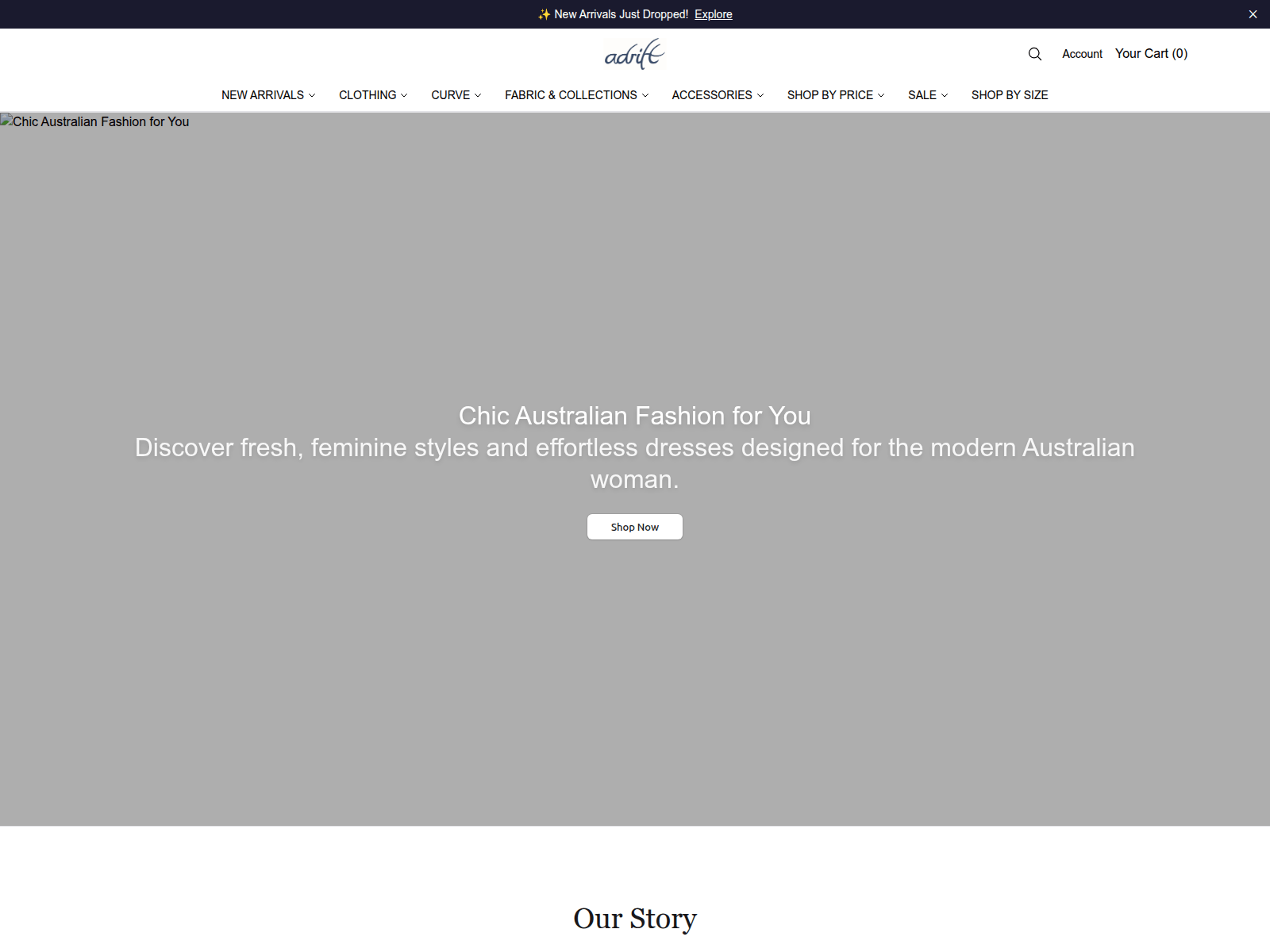 Screenshot of adriftstyle.shop