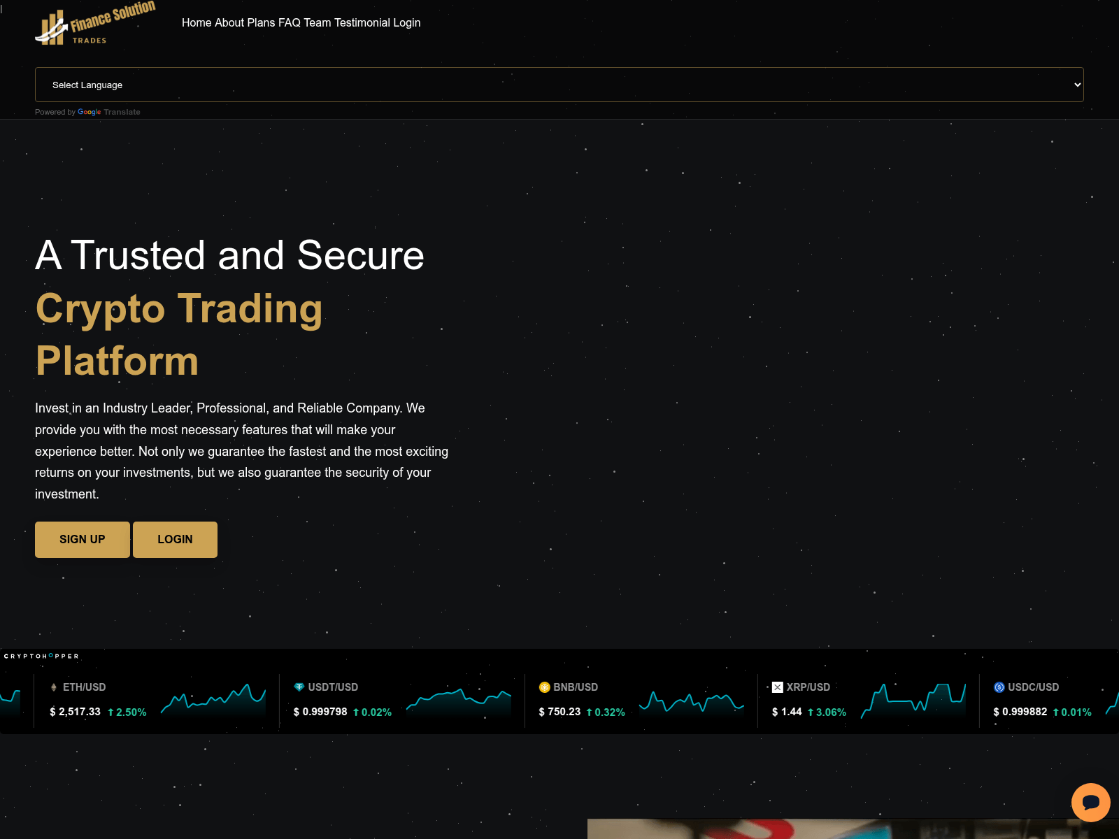 Знімок екрана financesolutiontrades.com