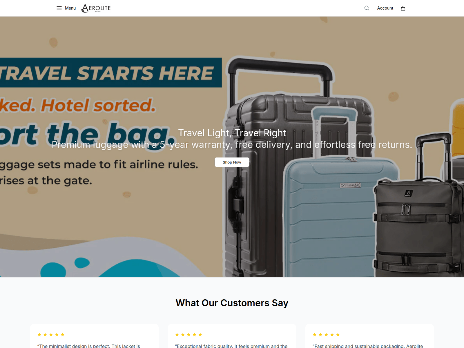 Screenshot of aerolitefashion.shop